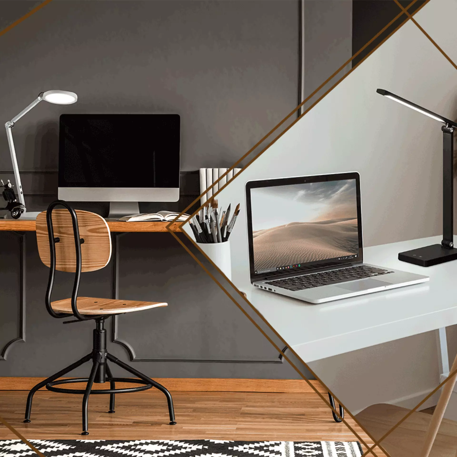 Mobiler Banner zum Wohntrend Minimalistisches Homeoffice in den Maßen 927x927px