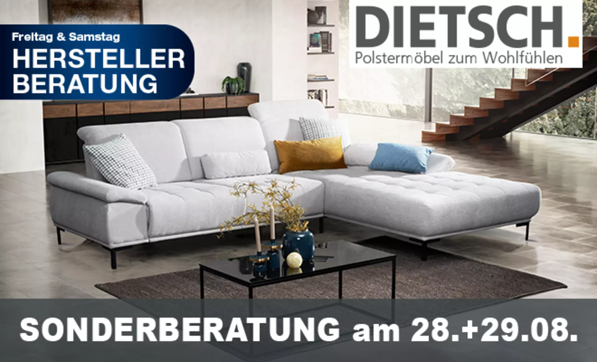 Möbel Inhofer Ferienfestival mit Fachberatertagen von Dietsch Polstermöbeln am 28.+29.08.