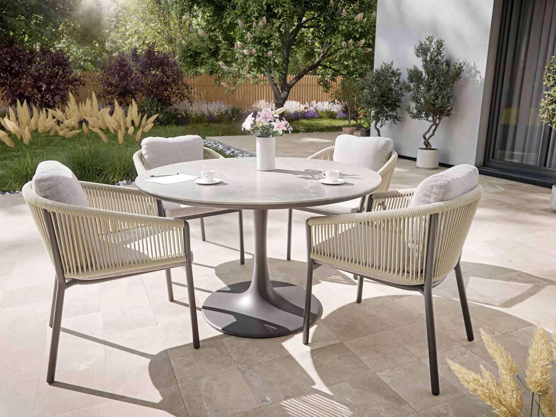 Gartentisch LATEA MONDO Stein 120 x 74 x 120 cm