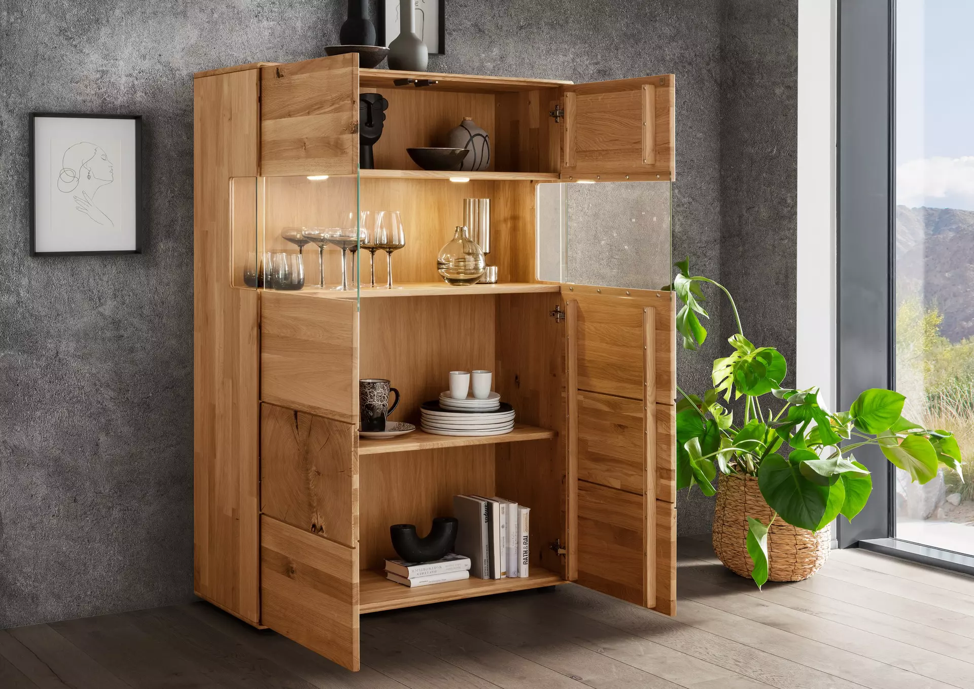 Highboard WZ-0626 GK Möbel Holz 40 x 145 x 100 cm