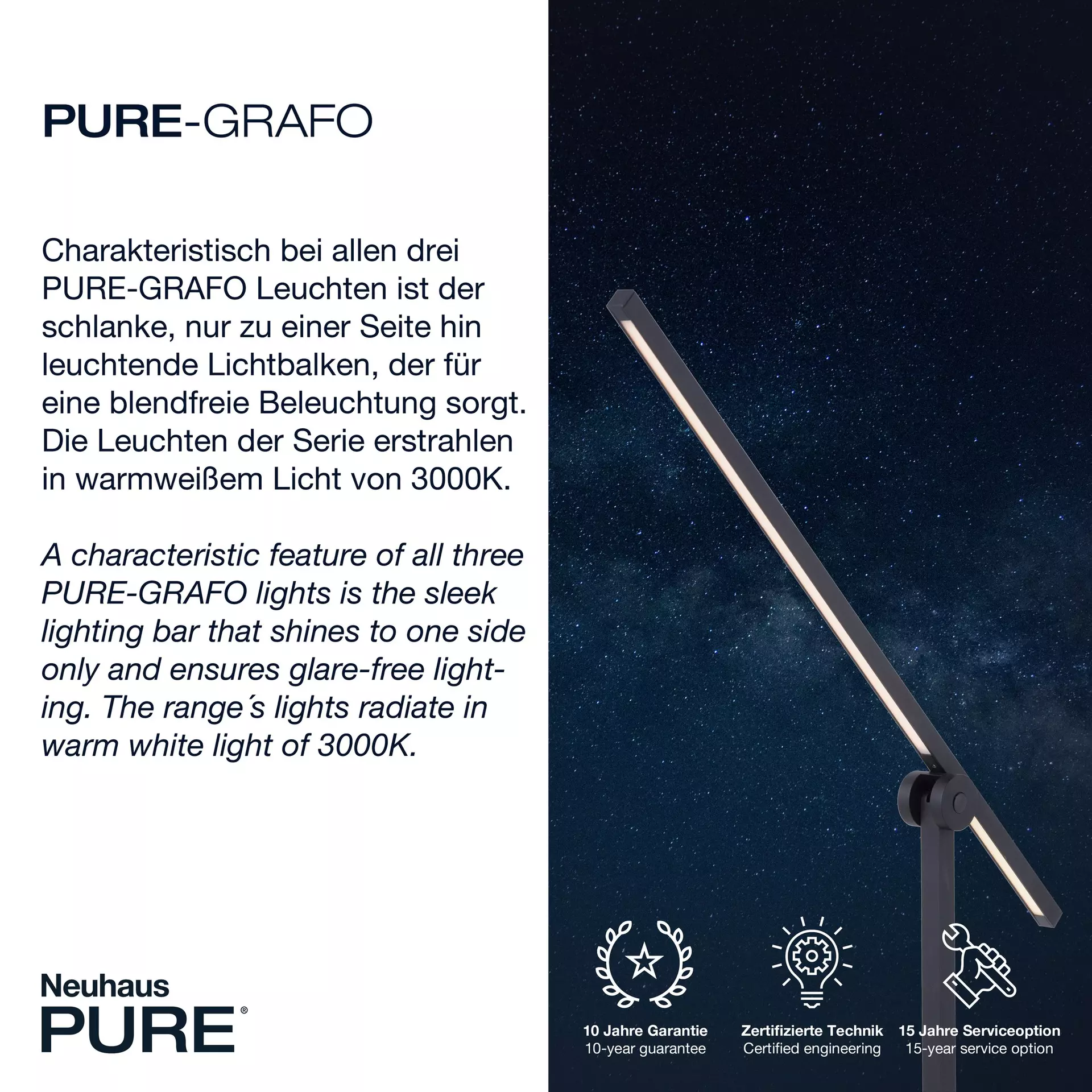 Wandleuchte PURE-GRAFO Paul Neuhaus Metall 27 x 117 x 8 cm
