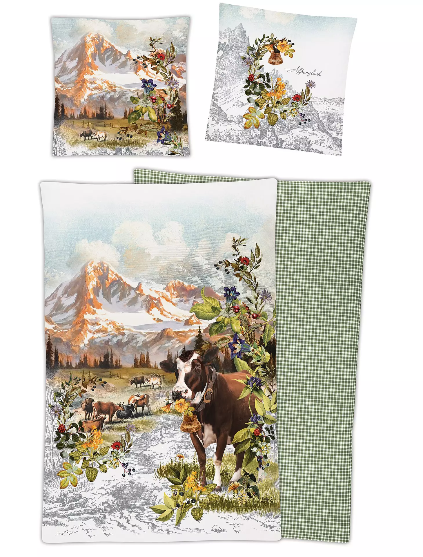 Satin-Bettwäsche Magic Alpenglück Irisette Textil 135 x 200 cm