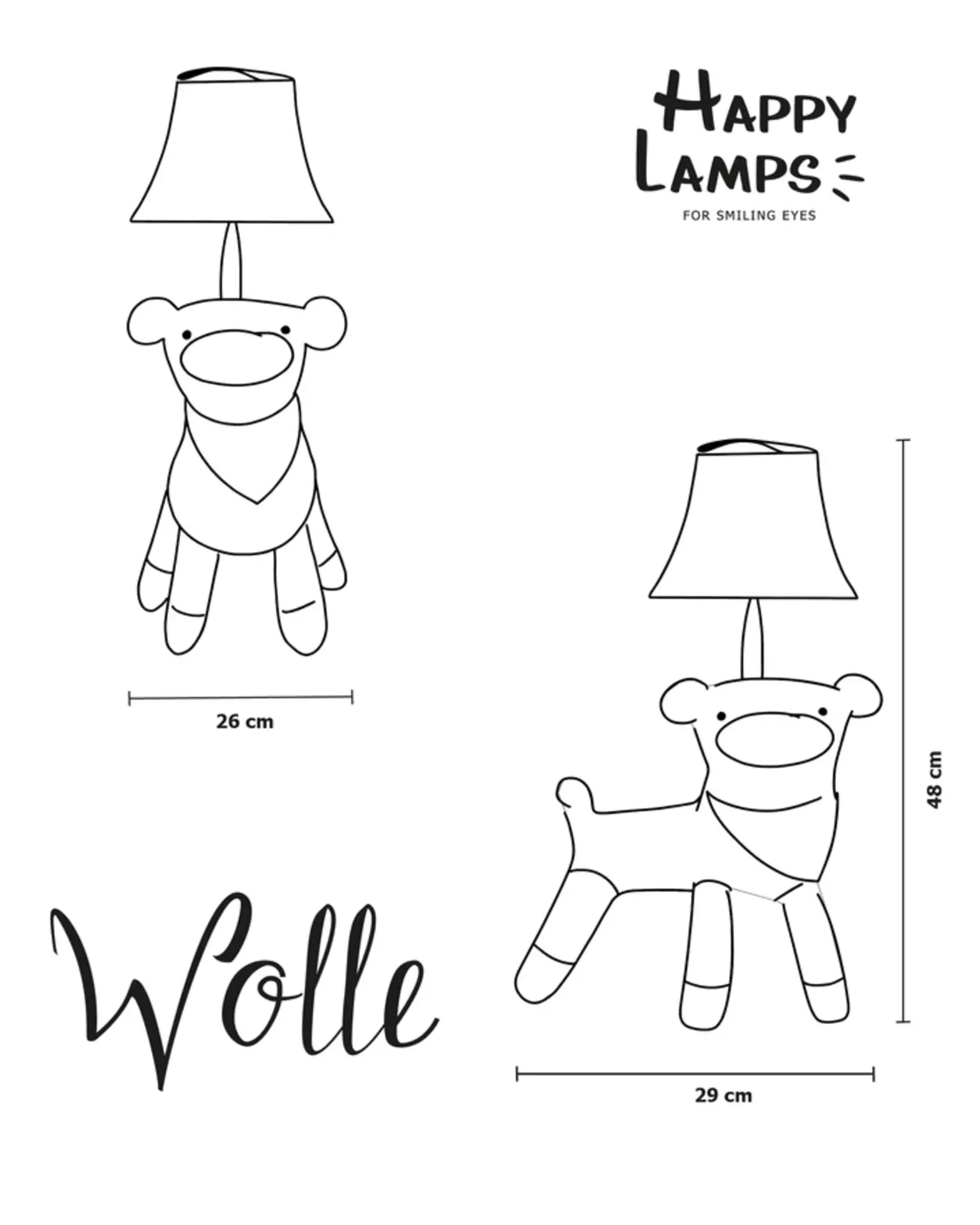 Tischleuchte WOLLE Happy Lamps Textil 29 x 48 x 26 cm