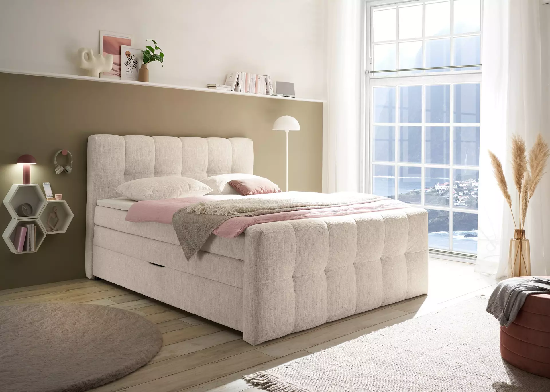 Boxspringbett DENALI ED-Lifestyle Textil 195 x 117 x 222 cm