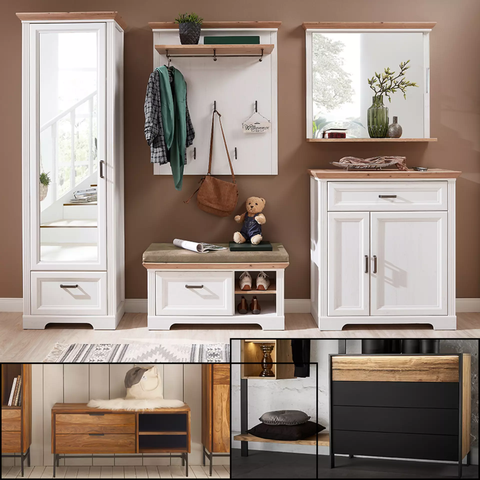 Bannerbild mit Garderobe im Skandinavischen und modernen Landhausstil