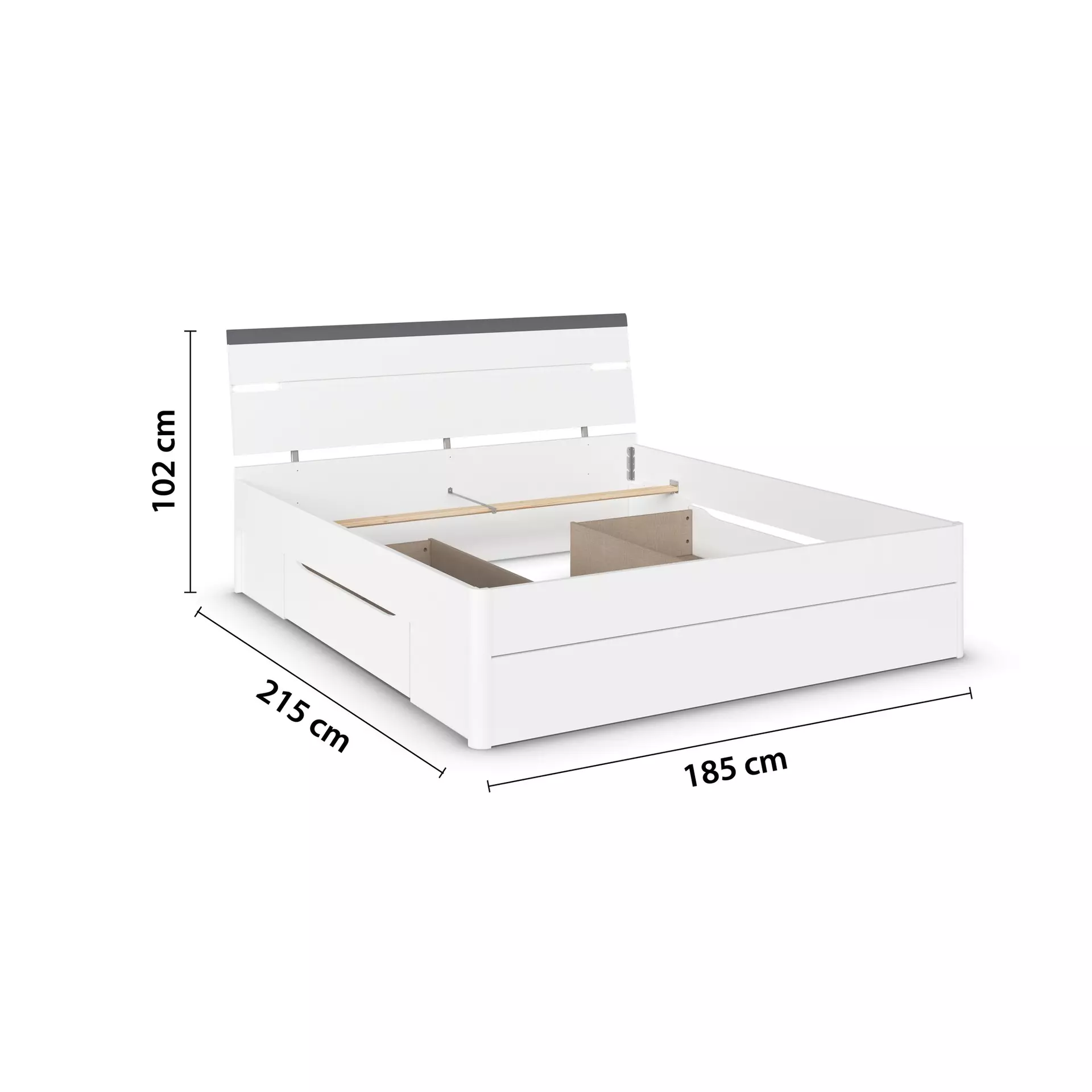 Bett CORVO rauch BLUE Holzwerkstoff 185 x 102 x 215 cm