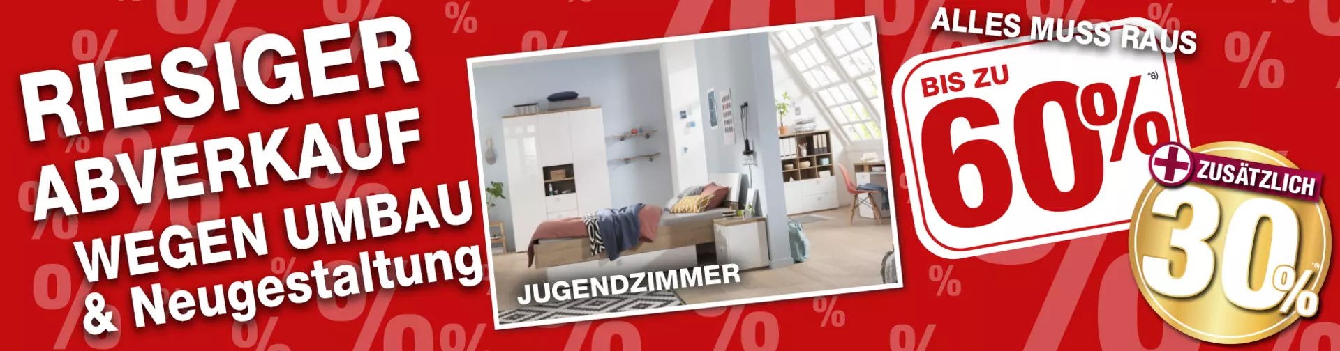 Jetzt 60% auf alle Jugendzimmer-Möbelschnäppchen bei Möbel Inhofer in Senden sichern! und zusätzlich 30% oben drauf!