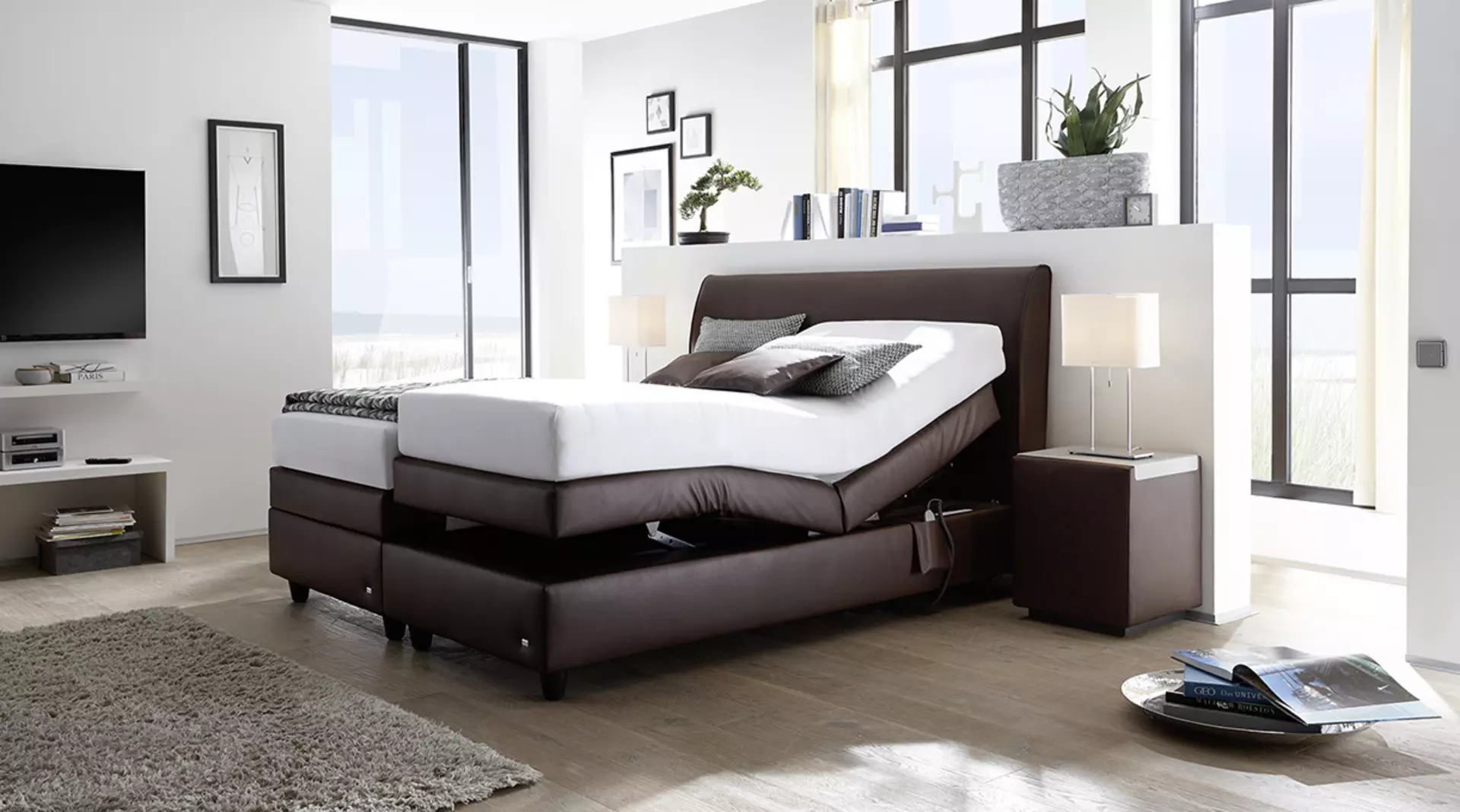 Motor-Boxspringbett MERCATA Ruf Betten Textil 186 x 119 x 219 cm