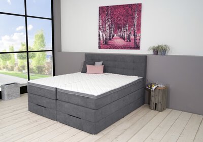 Bild von Boxspringbett ca. 214 x 120 x 180 cm LIV'IN grau