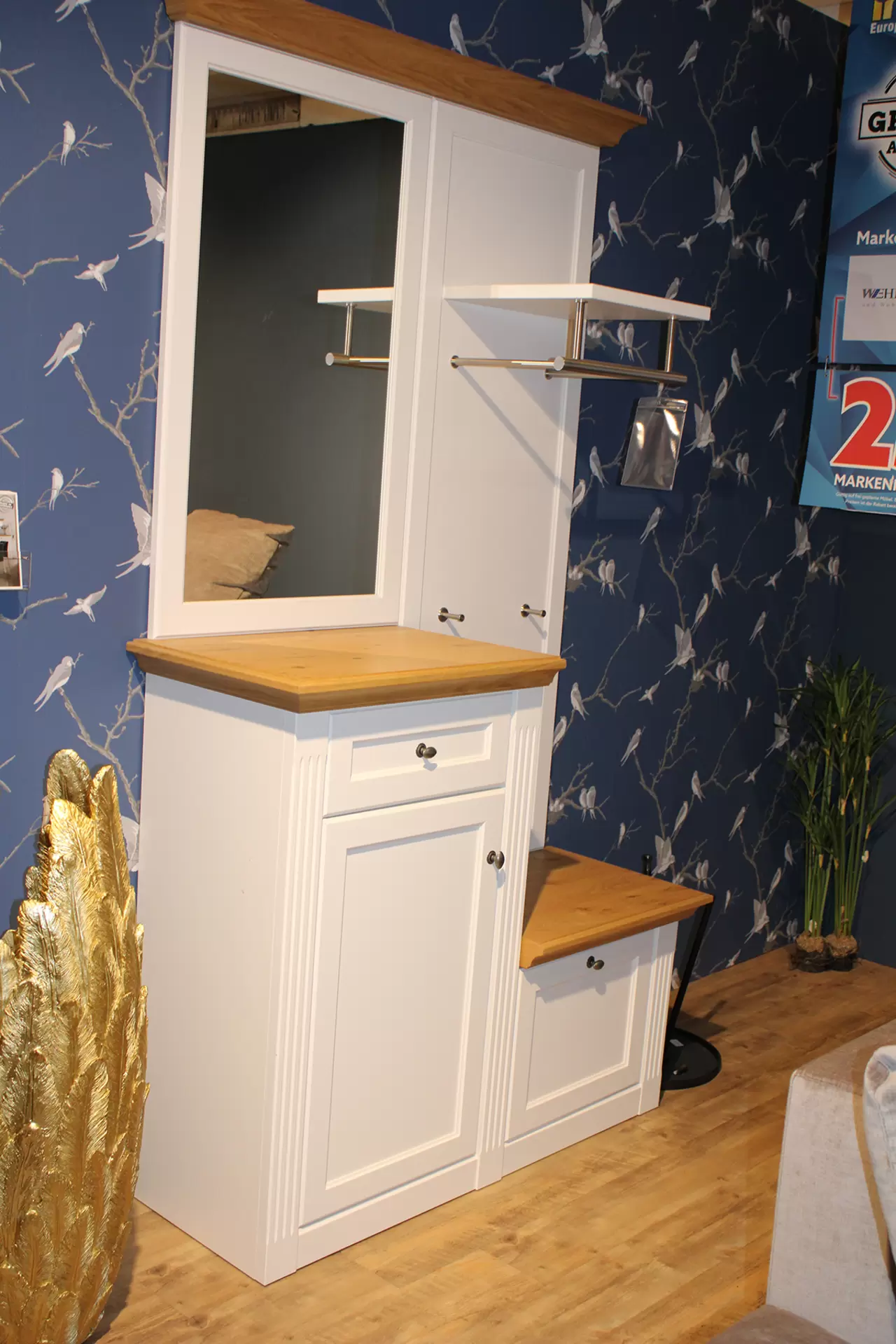 Garderobenkombination MAISONETTE Lack weiß / Abs. Asteiche