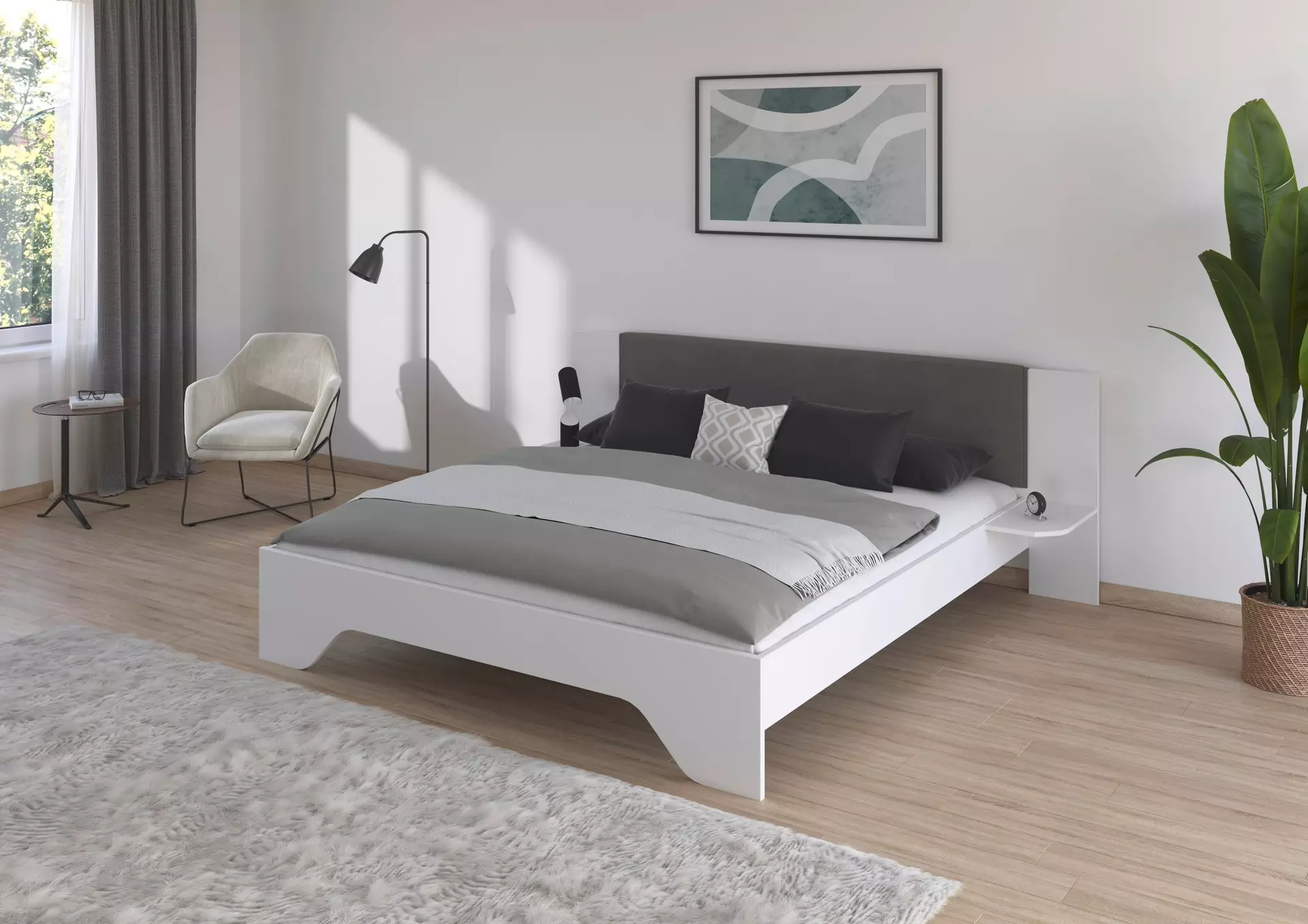 Schlafzimmer COSTA rauch BLUE Textil 54 x 197 x 181 cm