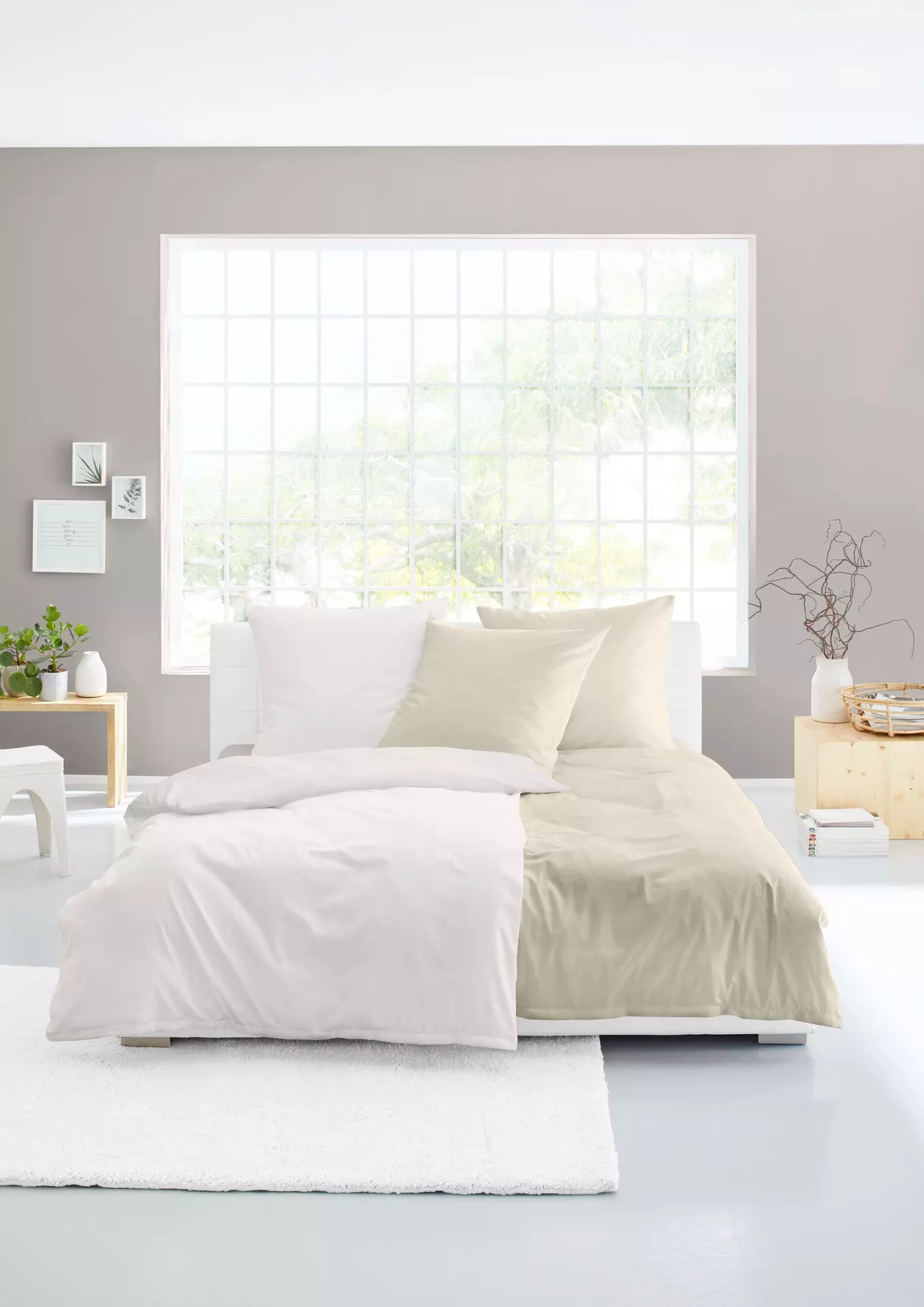 Seersucker-Bettwäsche 3000 Seersucker Uni Bierbaum Textil 155 x 220 cm