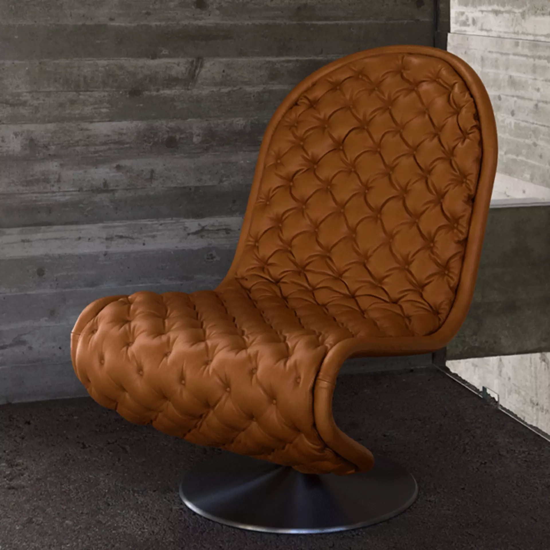 Verpan Lounge Chair der Serie 123 in Leder Cognac