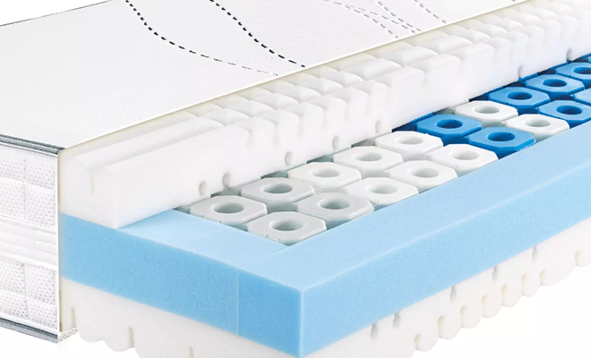 Detailansicht der verschiedenen Matratzenlagen von Metzeler