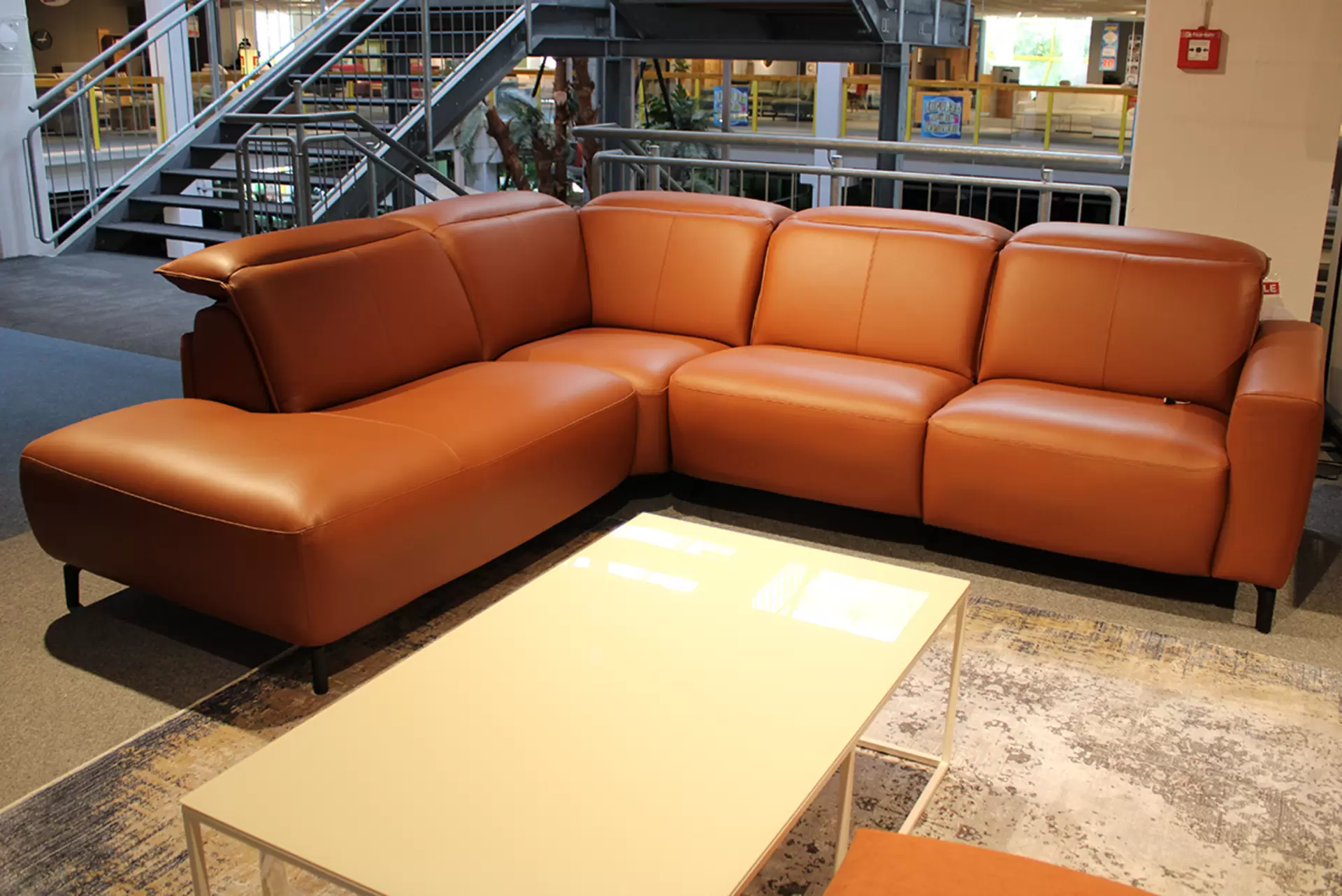 Ecksofa ENSEMBLE SALLIN Bezug Leder Cognac