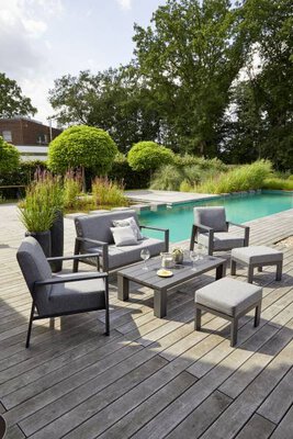 3. Bild von Loungehocker Textil grau ca. 58 x 43 x 43 cm