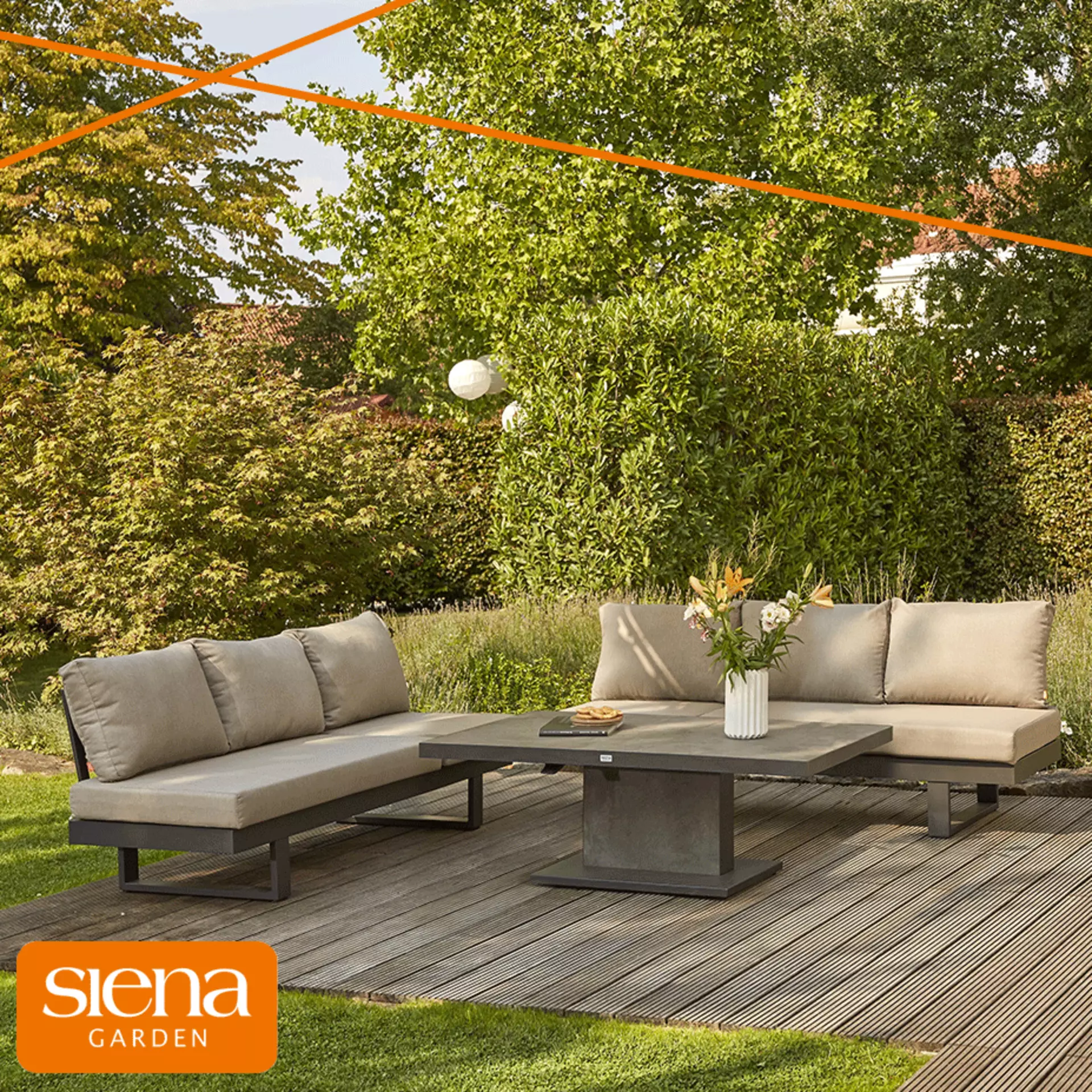 Der Banner von Siena Garden zeigt eine Gartenmöbel lounge die Sie Verkaufen 