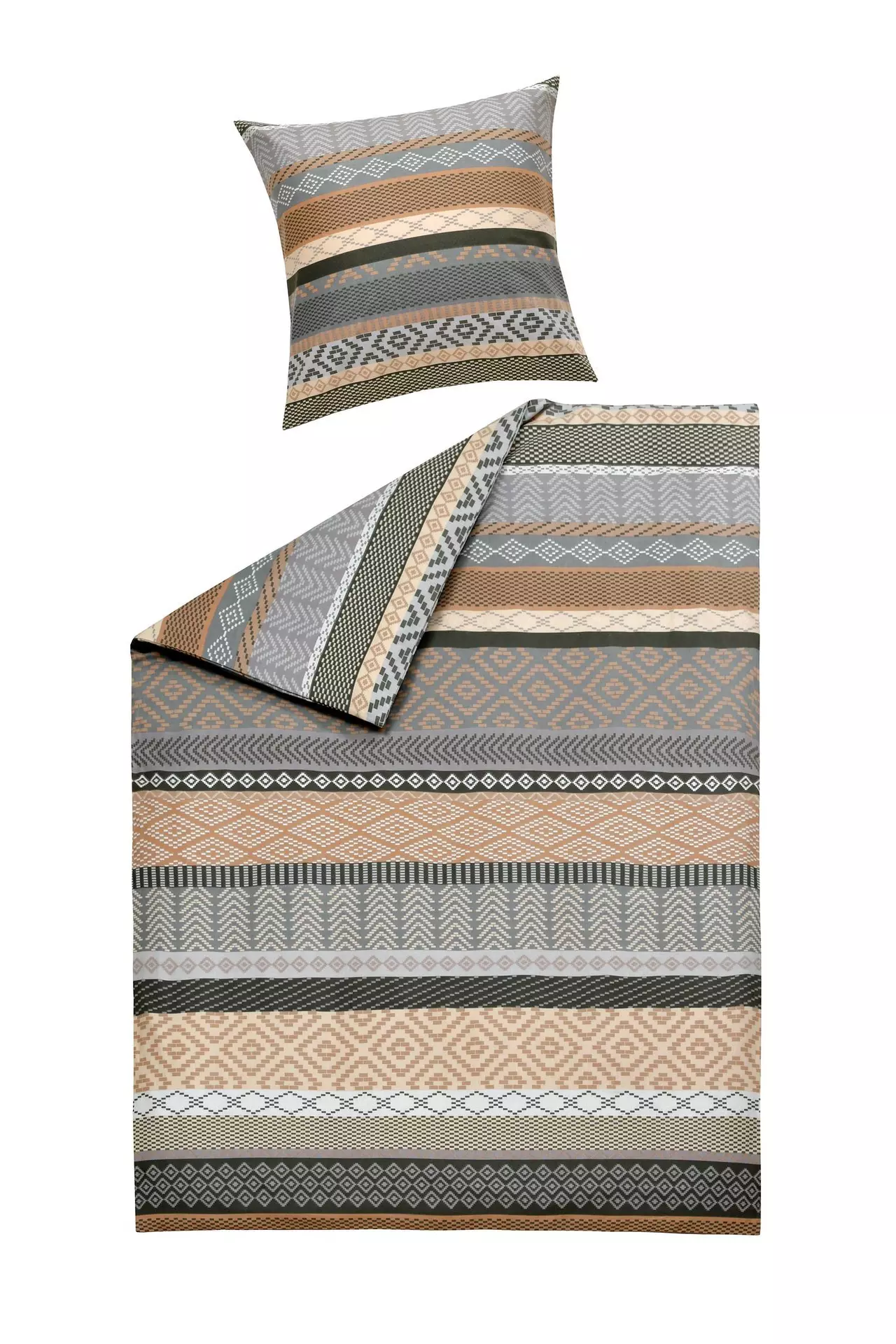 Flanell-Bettwäsche Felice braun/multi Casa Nova Textil 135 x 200 cm