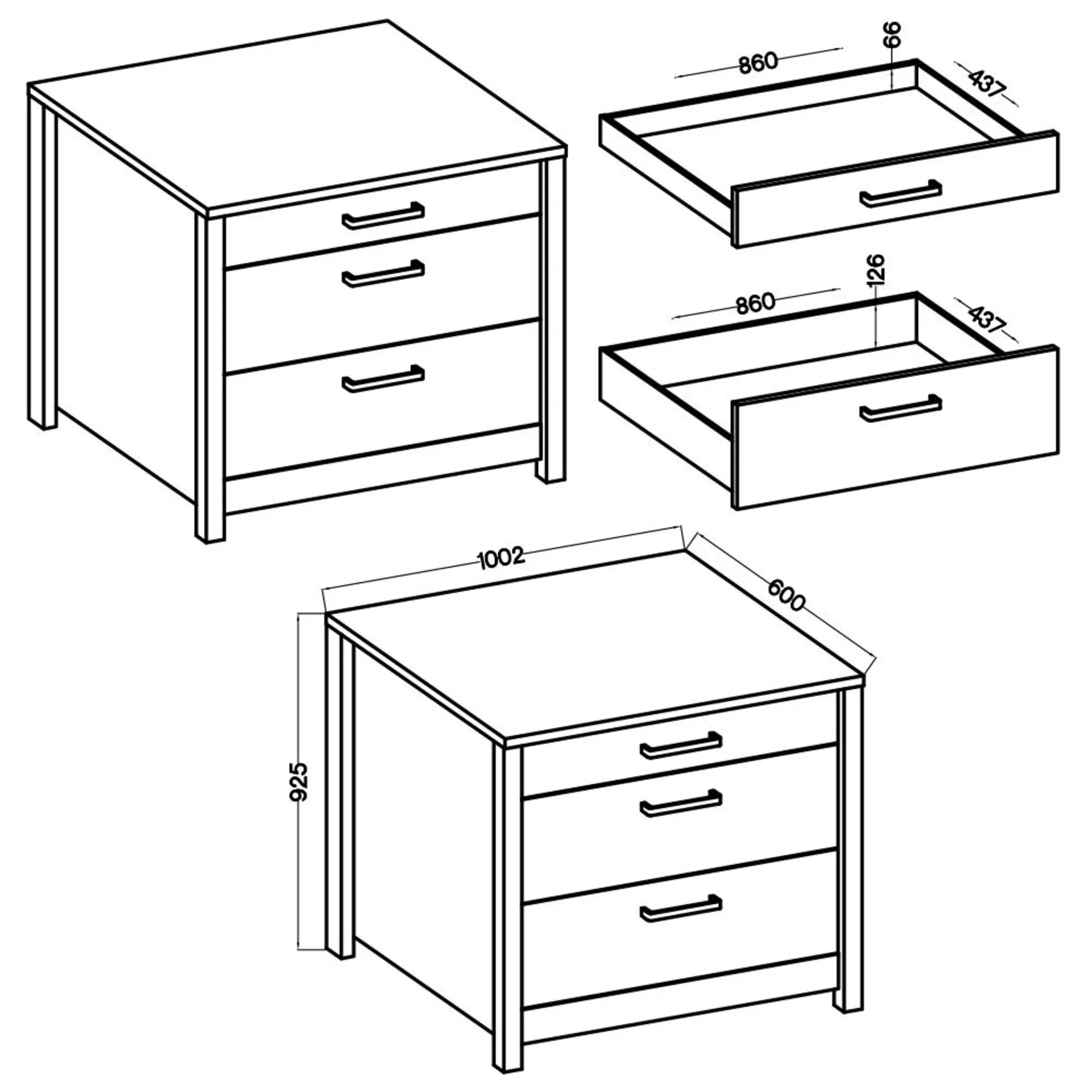 Unterschrank Sicilia Inter Link Holzwerkstoff 60 x 92 x 100 cm