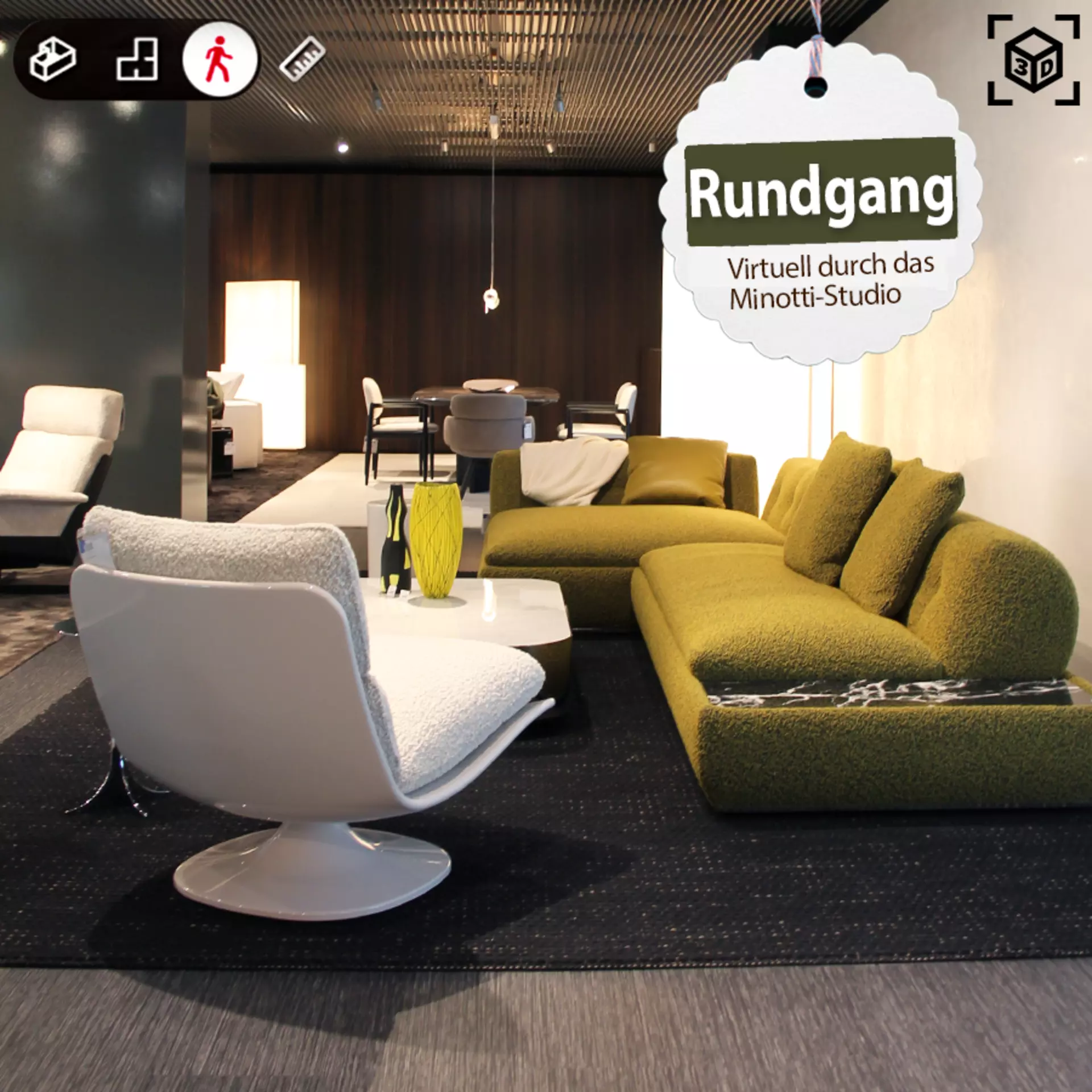 Jetzt online in 3D durch das Minotti Studio gehen