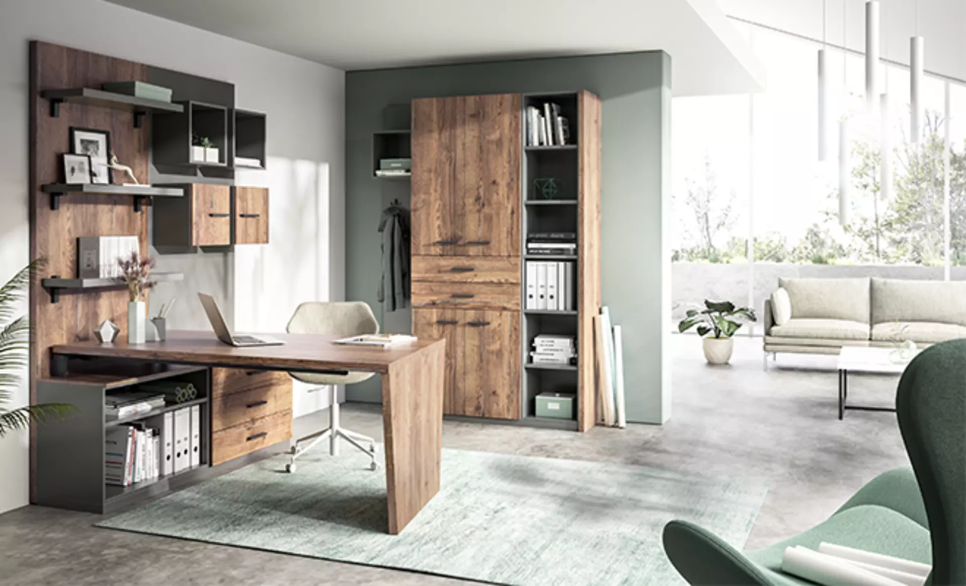 Homeofficemöbel in Kirschbaumoptik von Roehr-Busch Kollektion Quantum