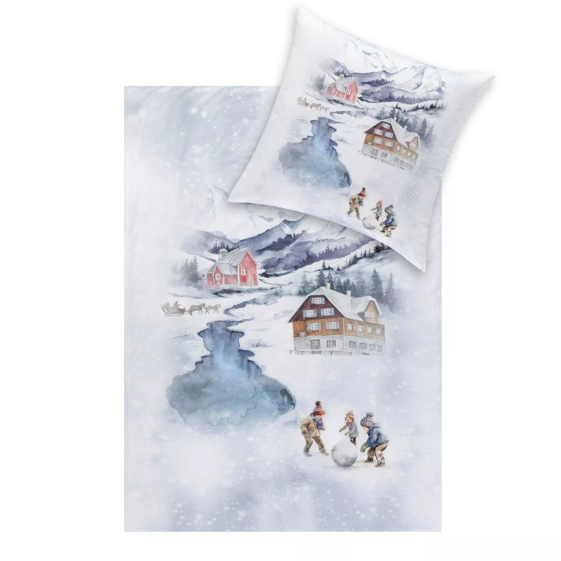 Flanell-Bettwäsche Mountain lake Impulse Estella Textil 155 x 220 cm
