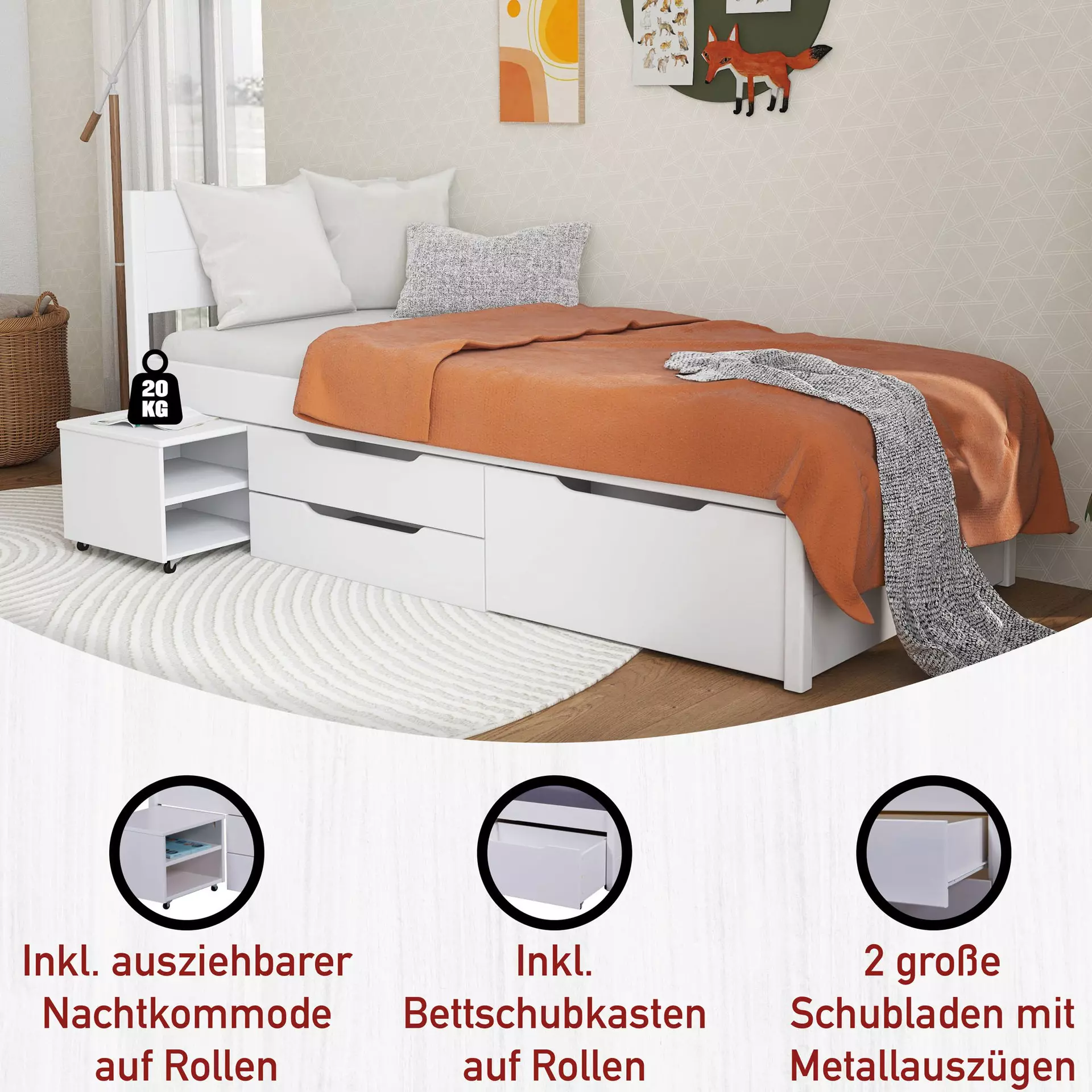 Kinderbett Efetivo Inter Link Holz 146 x 90 x 209 cm