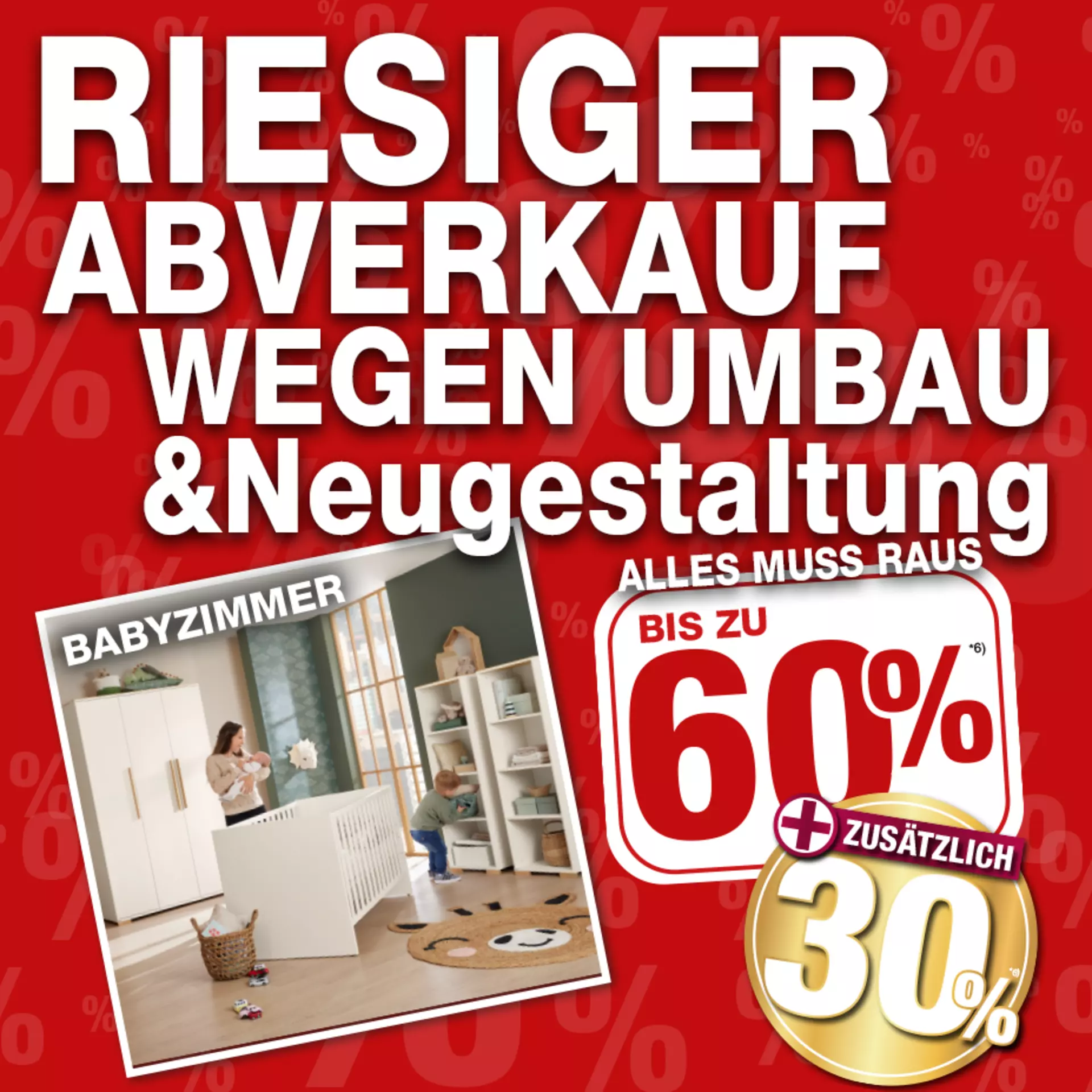 Jetzt 60% auf alle Babyzimmer-Möbelschnäppchen bei Möbel Inhofer in Senden sichern! und zusätzlich 30% oben drauf!