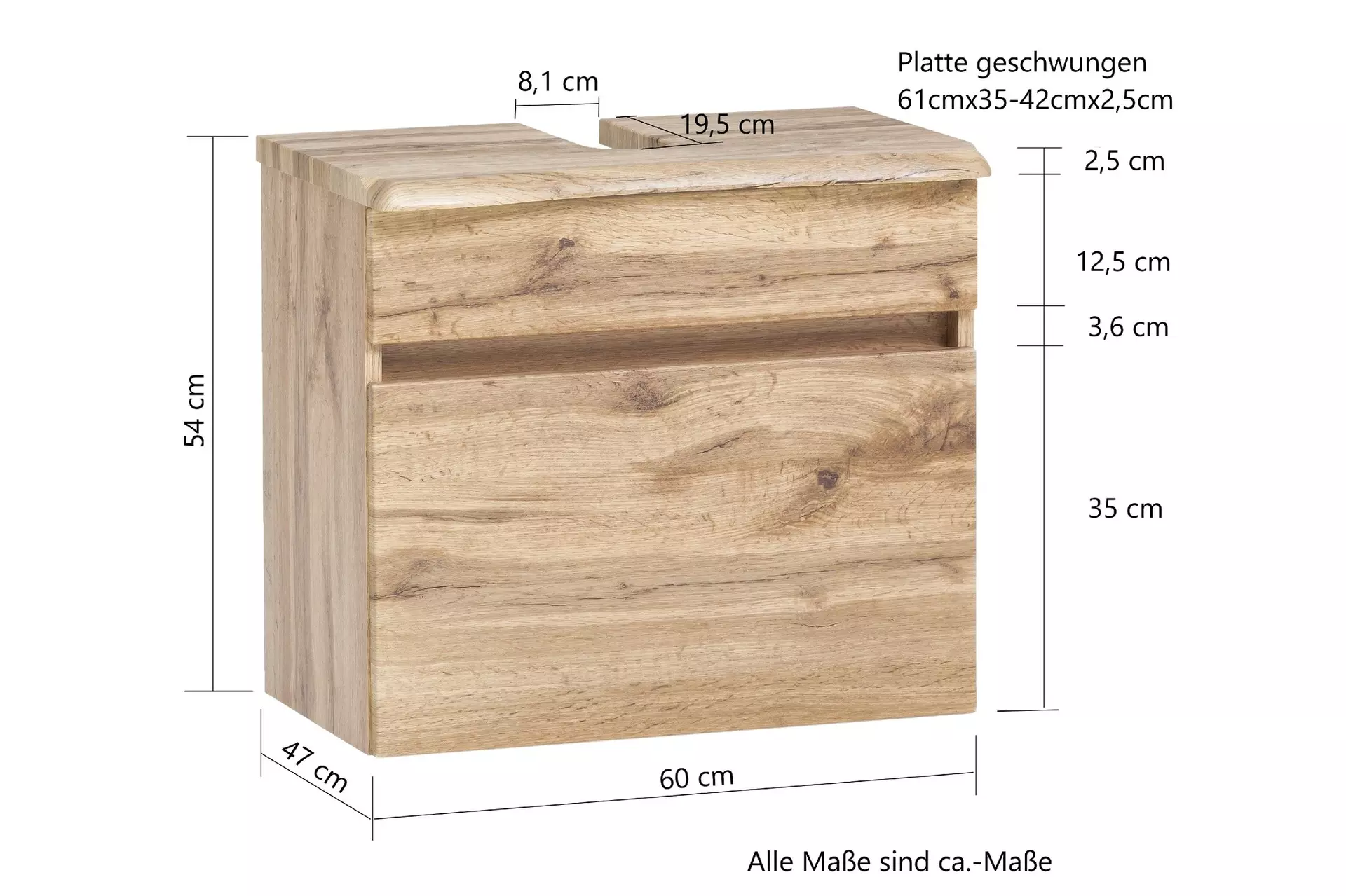 Waschbeckenunterschrank Villach Coco Badwelten Holzwerkstoff 40 x 55 x 61 cm