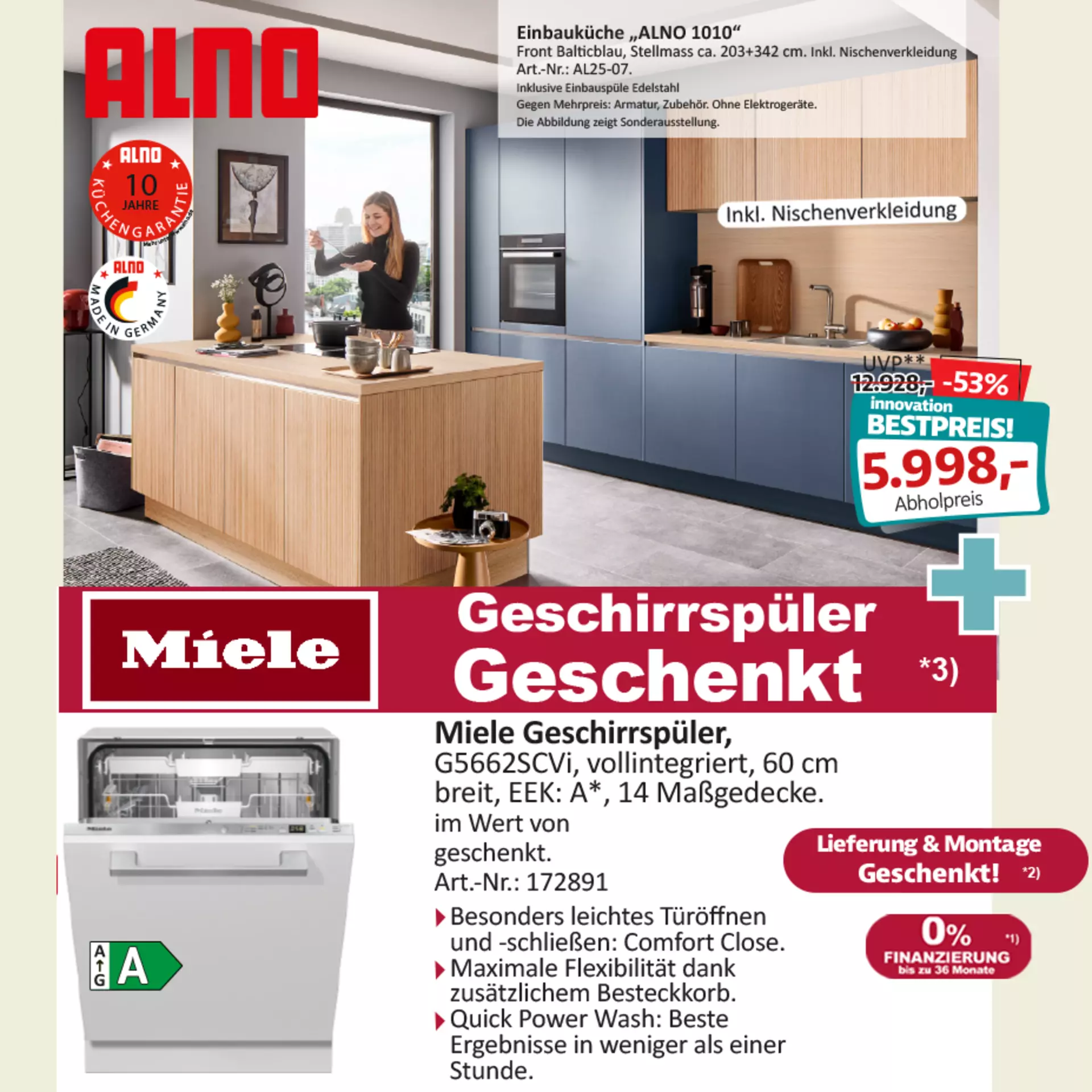 Jetzt gratis Miele-Geschirrspüler zu Ihrer neuen ALNO Küche sichern. Nur für kurze Zeit bei Innovation Küche und Bad in Günzburg