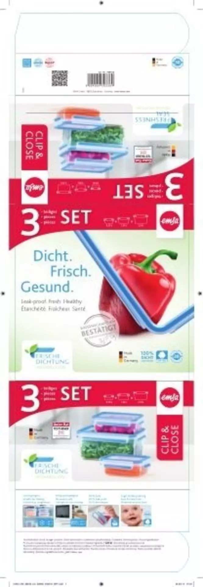 Frischhaltedose CLIP & CLOSE Emsa Kunststoff 16 x 9 x 22 cm