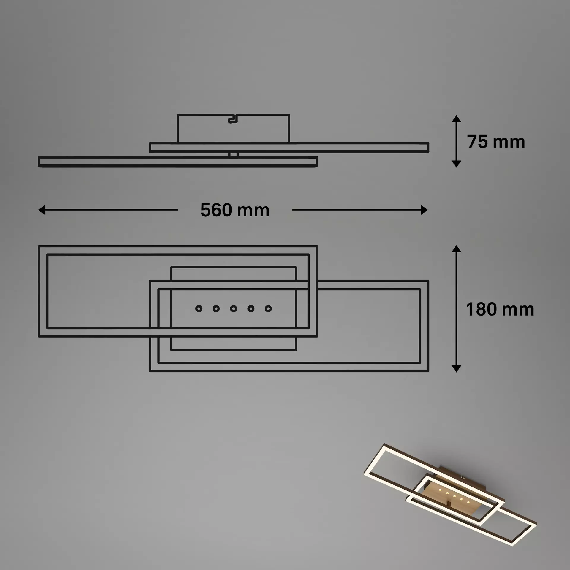 Deckenleuchte FRAME DOT Briloner Metall 56 x 7 x 18 cm