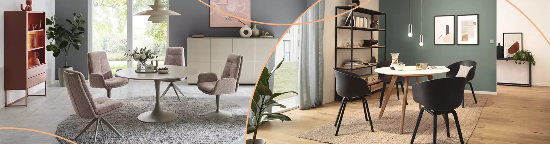Desktop Banner zum Wohntrend Minimal dining in den Maßen 1903x500px