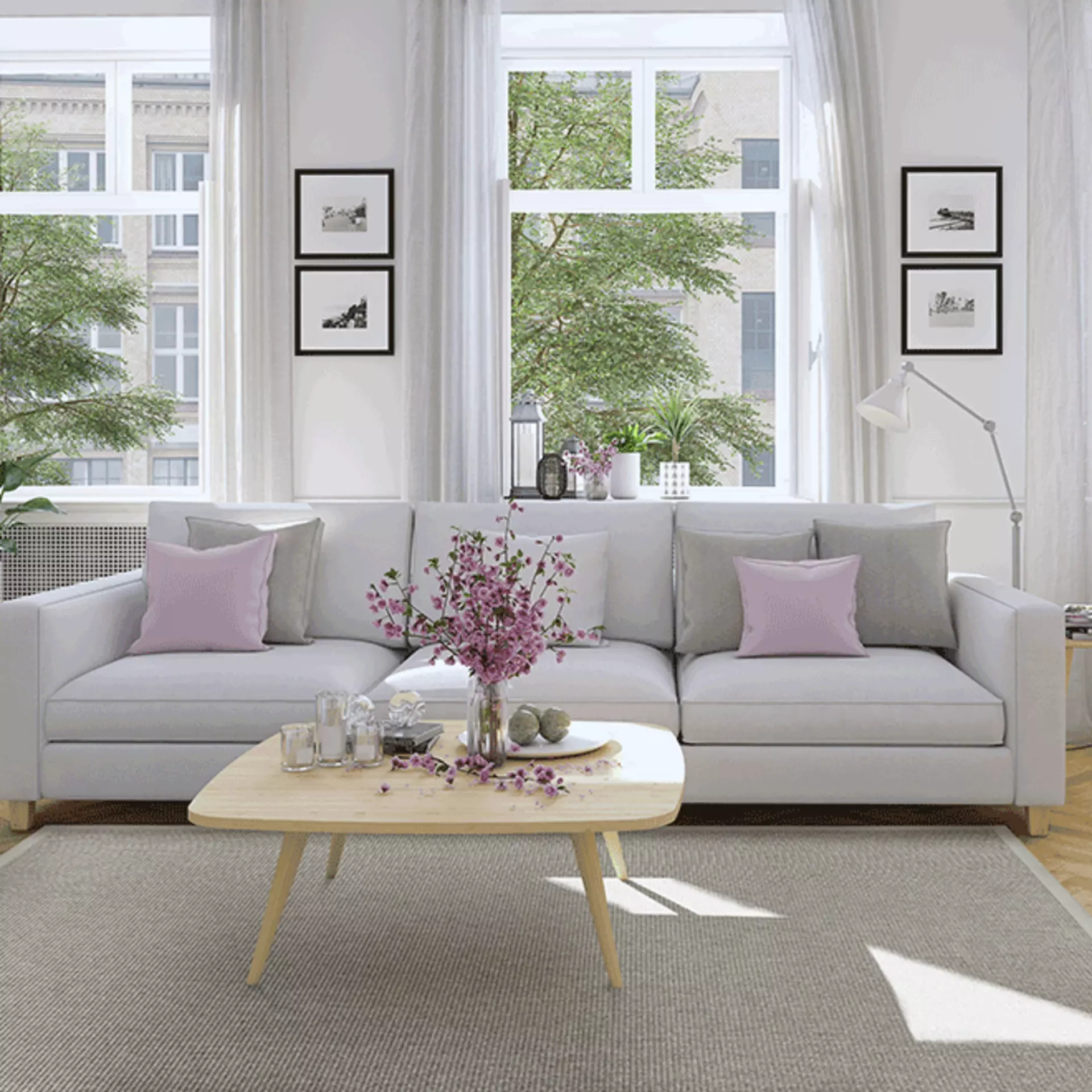 grauer Dekowe Teppich in gemütlichen Wohnzimmer