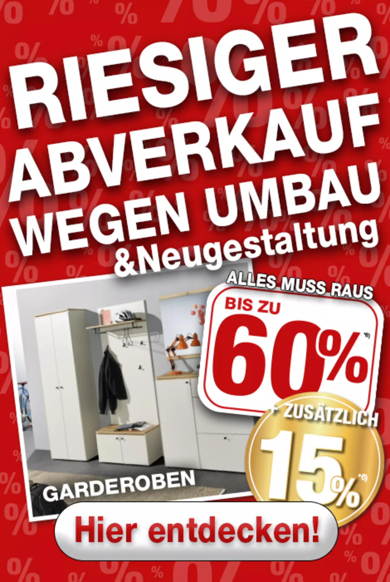 Jetzt 60% auf alle Garderoben-Möbelschnäppchen bei Möbel Inhofer in Senden sichern! und zusätzlich 15% oben drauf!