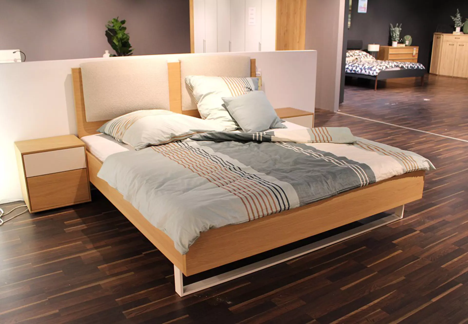 Schrägansicht eines Bettes