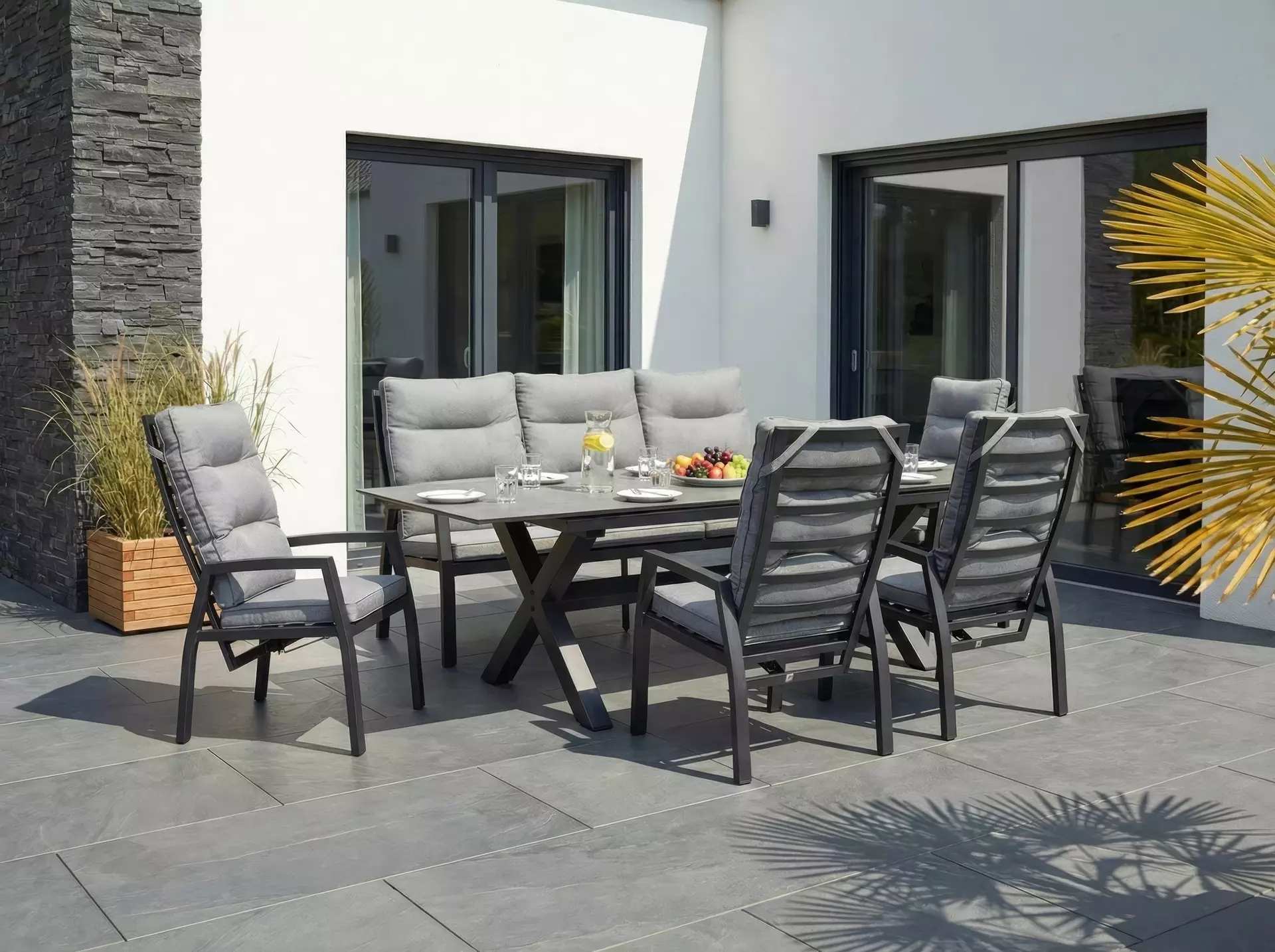 Loungesofa BONDINO Outdoor Textil 109 x 85 x 210 cm