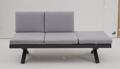 4. Bild von Loungesofa Textil grau ca. 198 x 72 x 88 cm