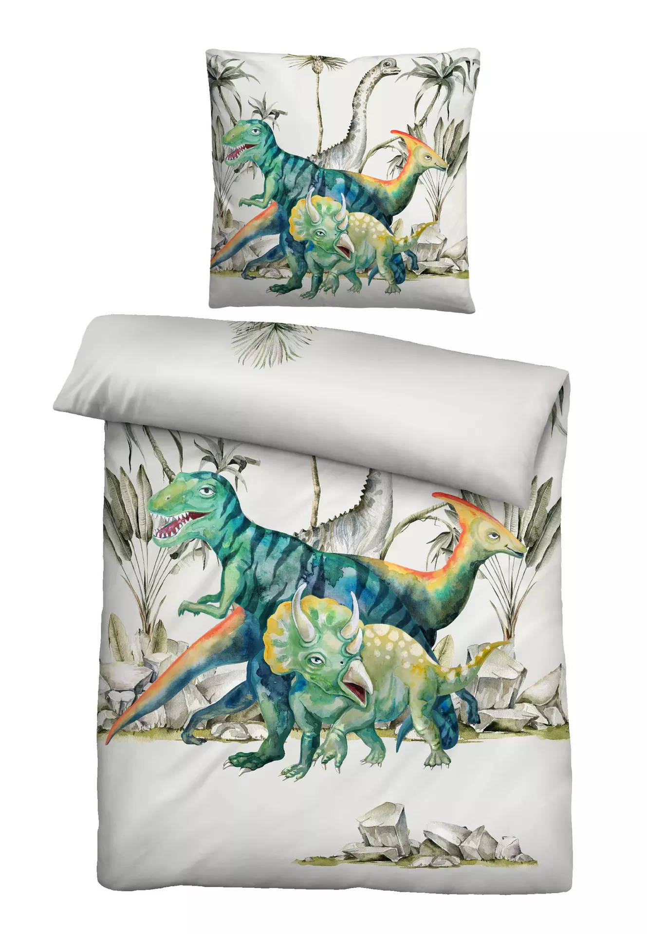 Kinderbettwäsche Junior Dinosaurier Biberna Textil 135 x 200 cm