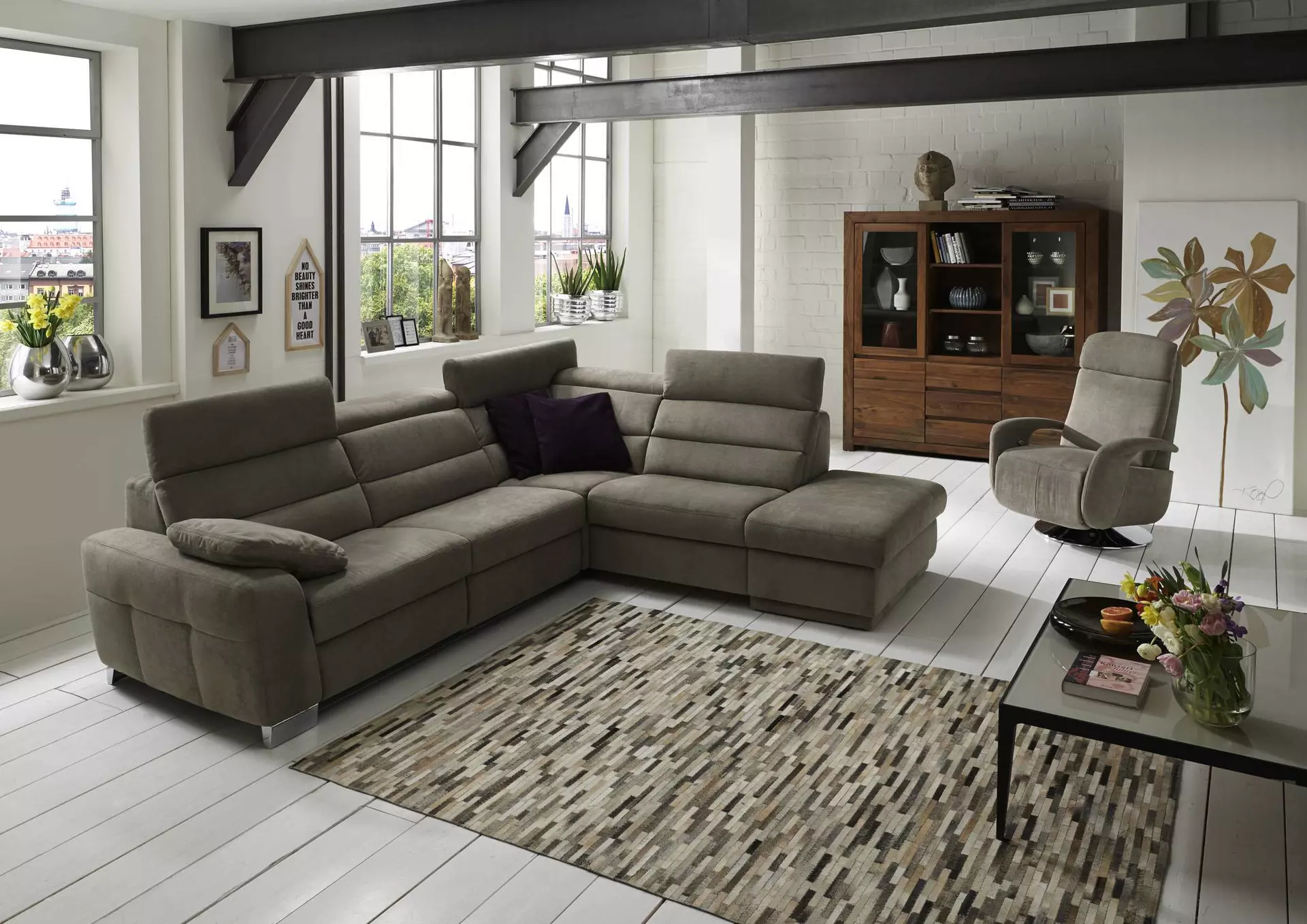 Ecksofa ZE-EM15004 Systempolster Textil 245 x 102 x 290 cm