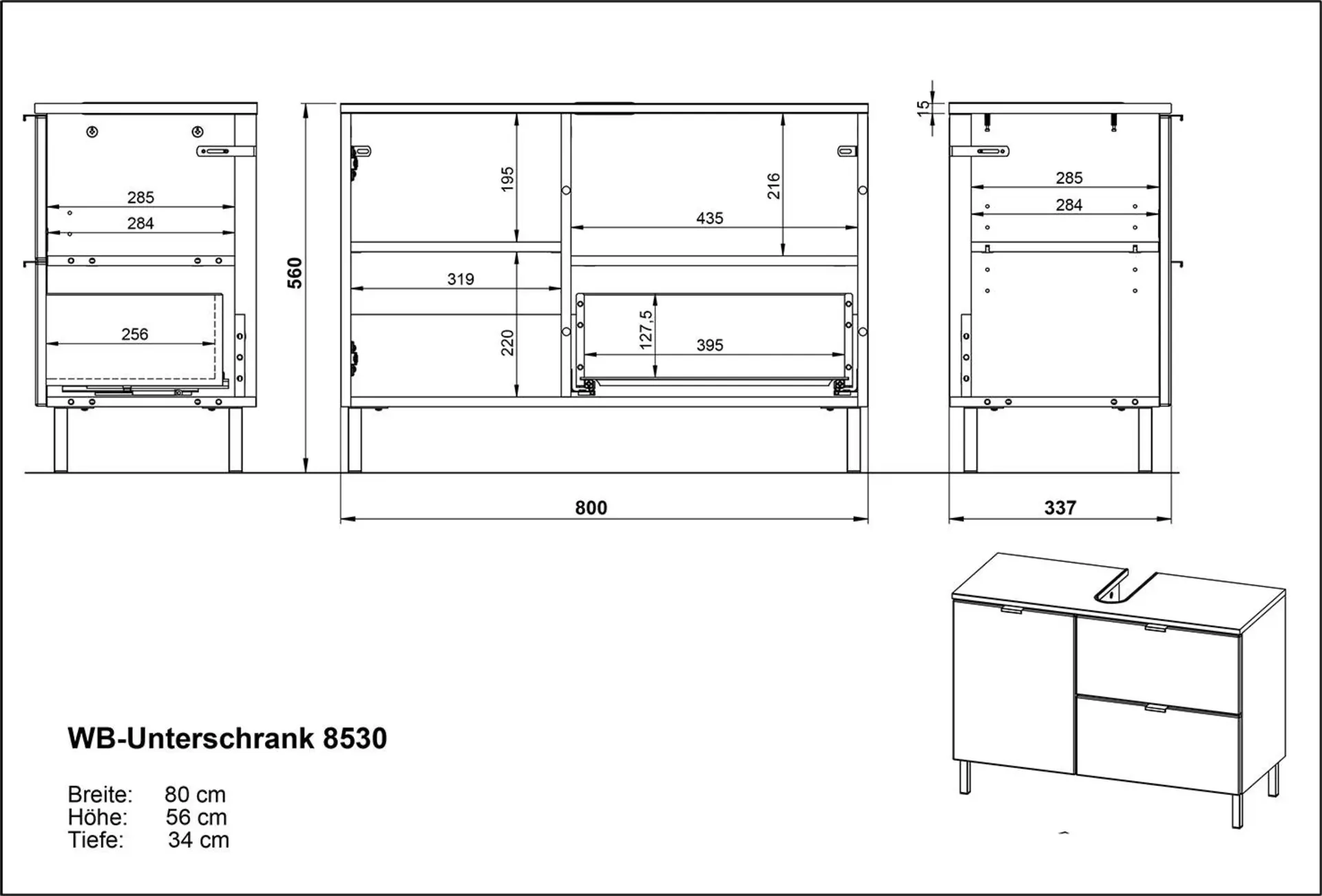 Badmöbelset ca. Inhofer 80 cm 34 x x 56 braun Möbel 