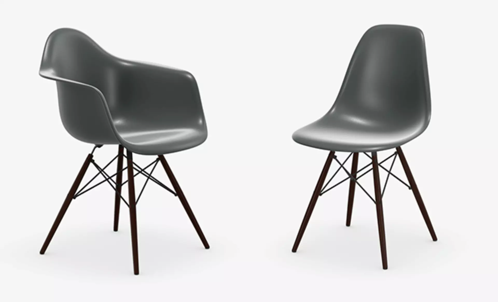 Eames Plastic Chair und Armchair in Dunkelgrau bei interni by inhofer