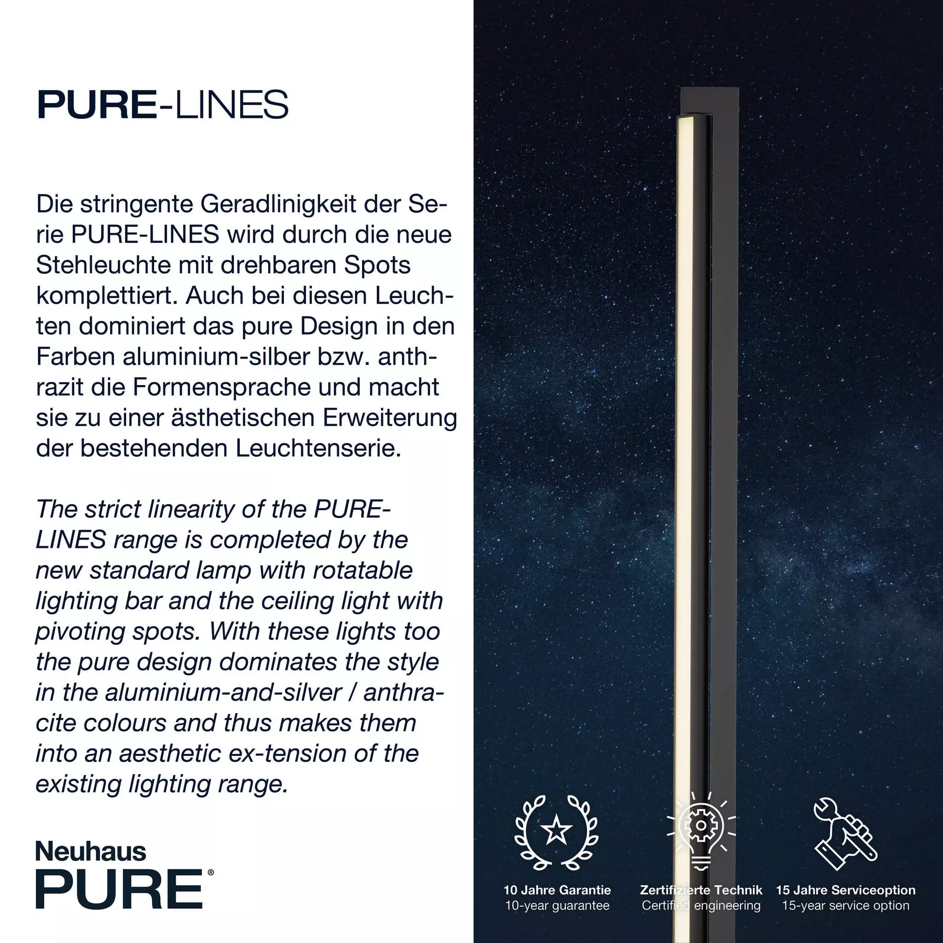 Stehleuchte PURE-LINES Paul Neuhaus Metall 22 x 140 x 16 cm