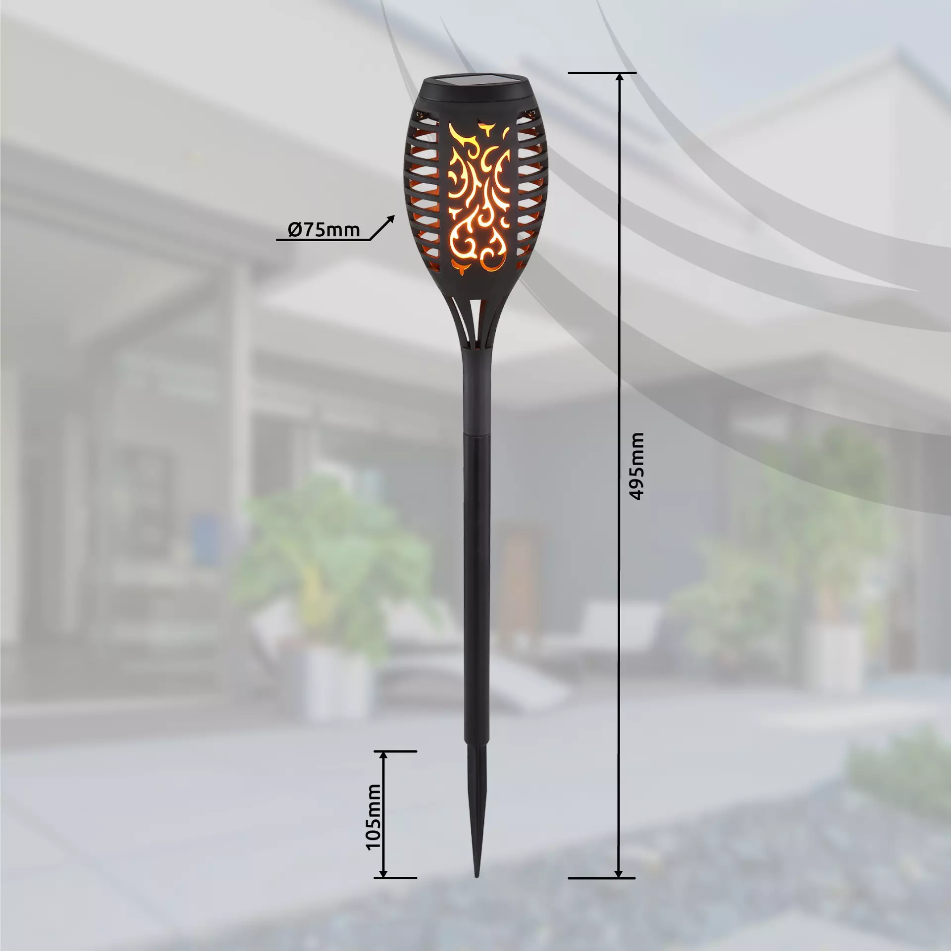 Solarleuchte Solar Fackel 3-er Set Globo Kunststoff 7 x 49 x 7 cm