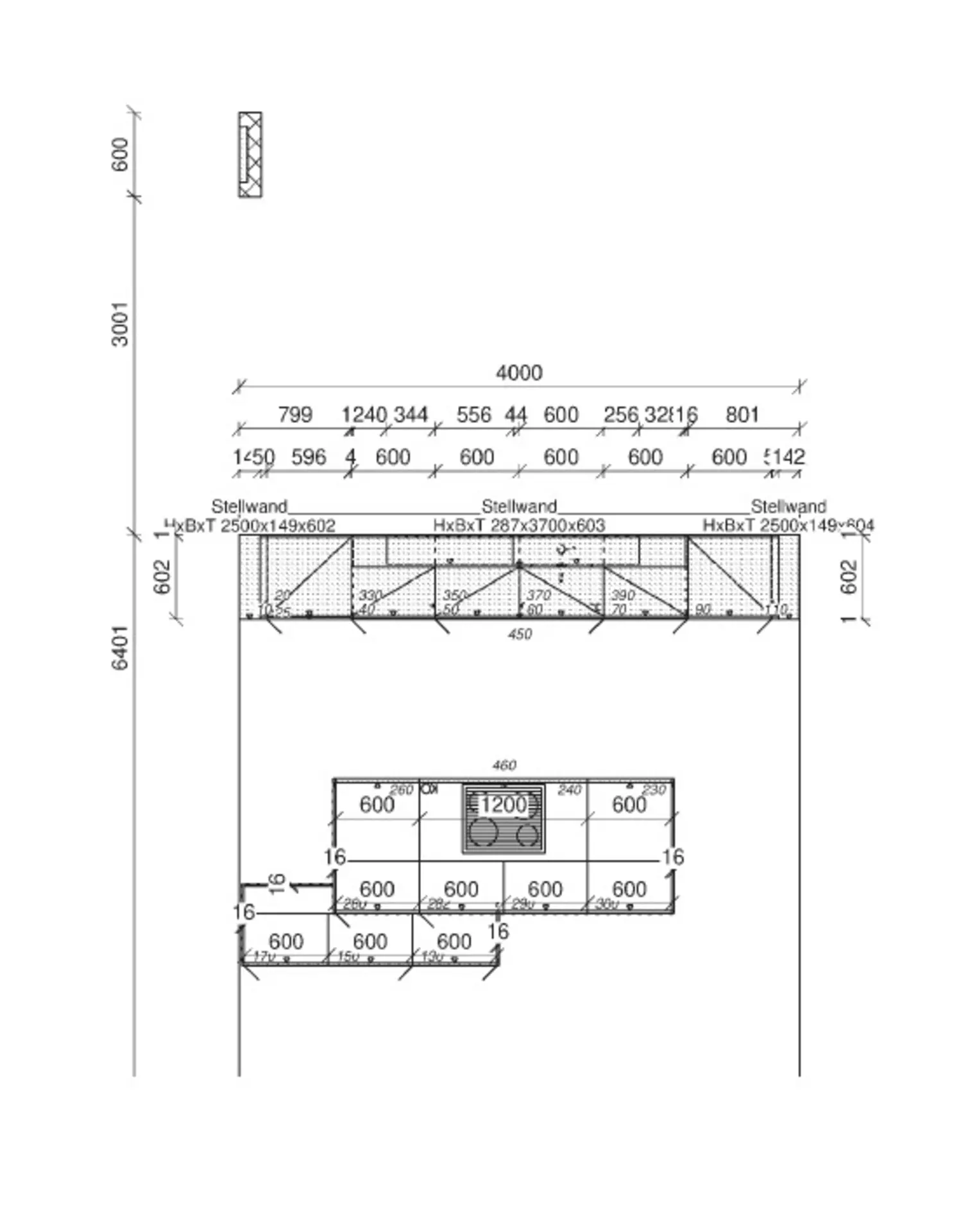 Grundriss zur Küche 6000-GL