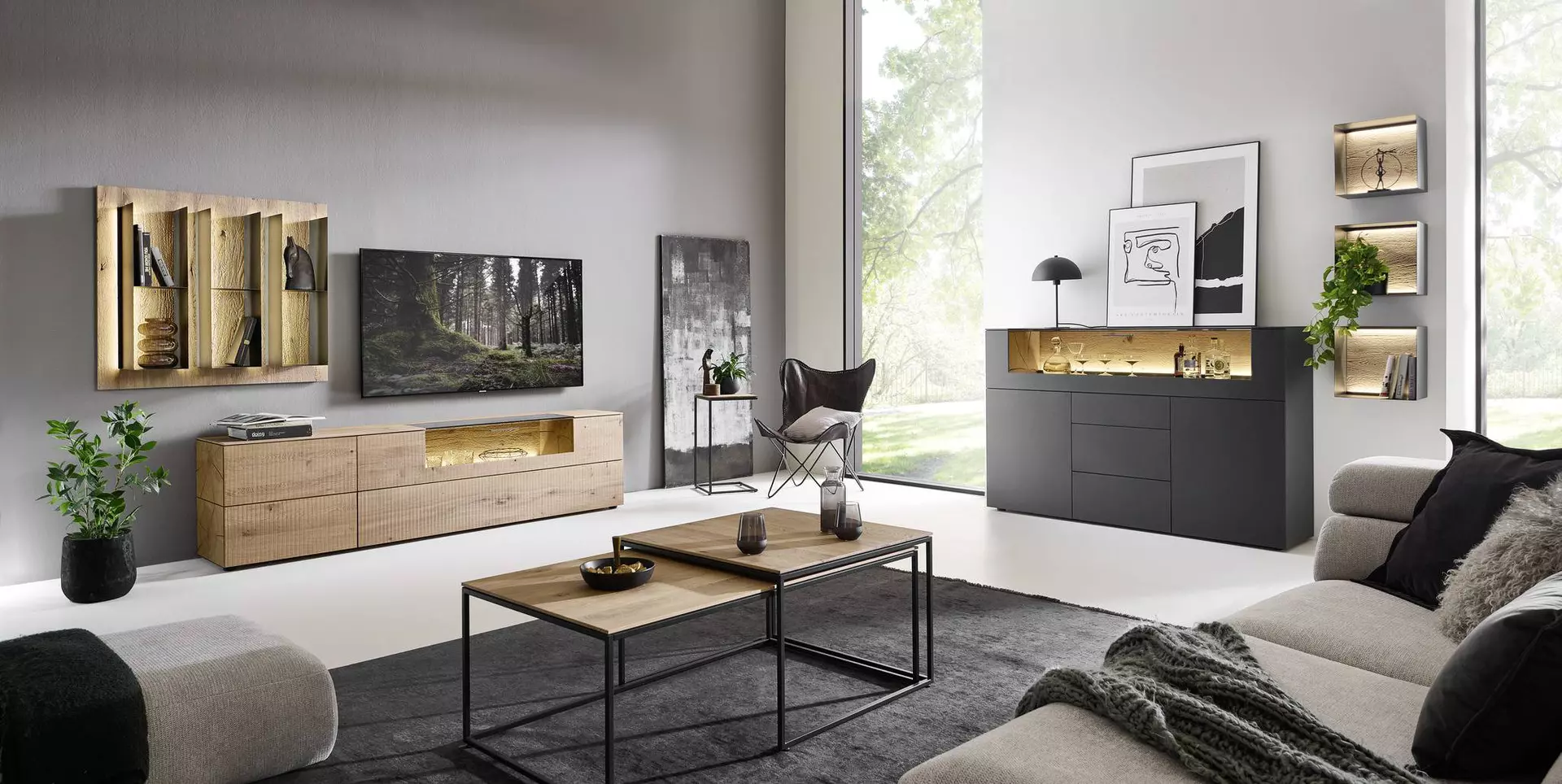 Wohnwand VARA Hartmann - Massivholzmöbel Holz 44 x 207 x 305 cm