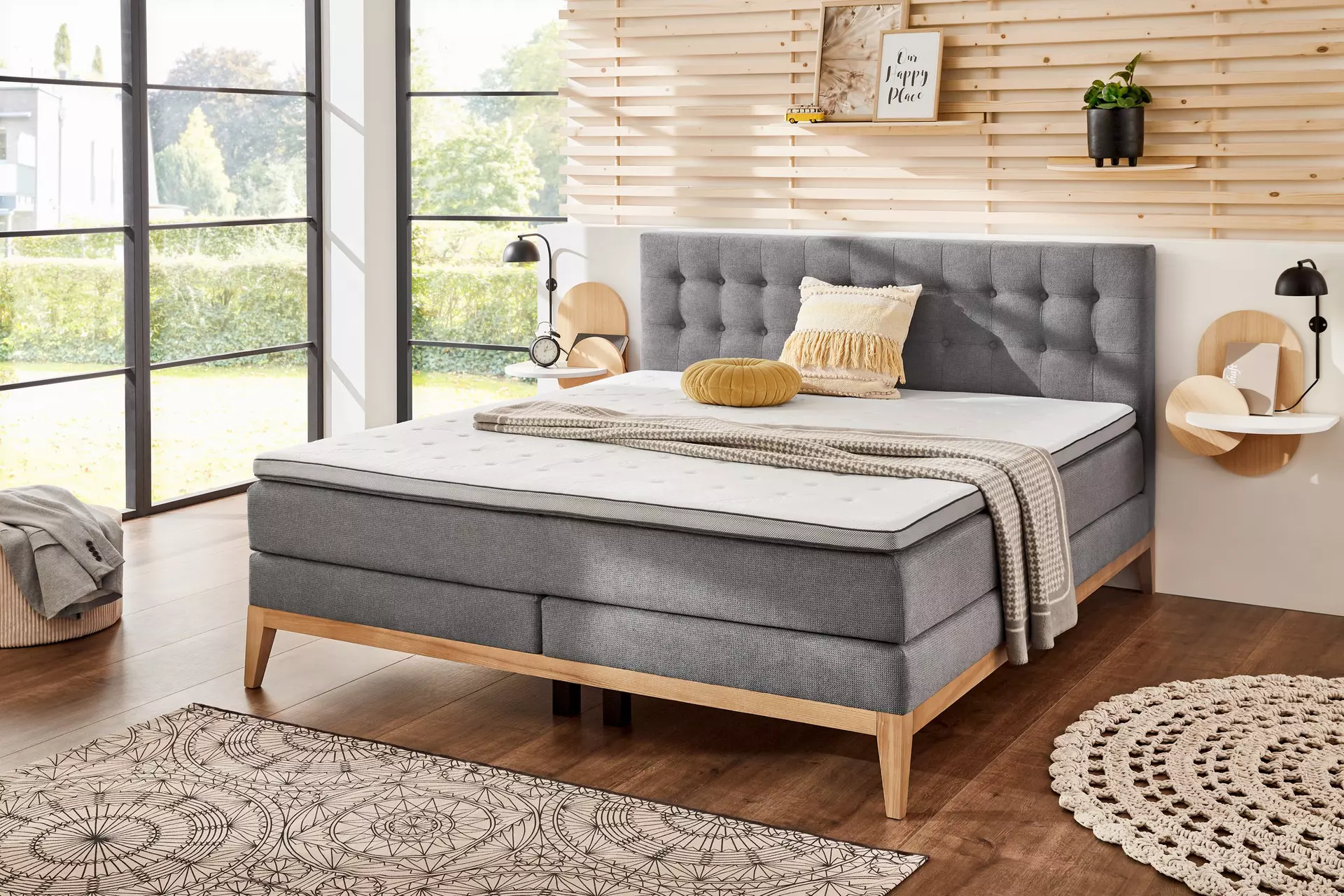 Boxspringbett BX2290 BXSet 180X200 MT L 50456-710 Sun Garden Textil 180 x 109 x 214 cm