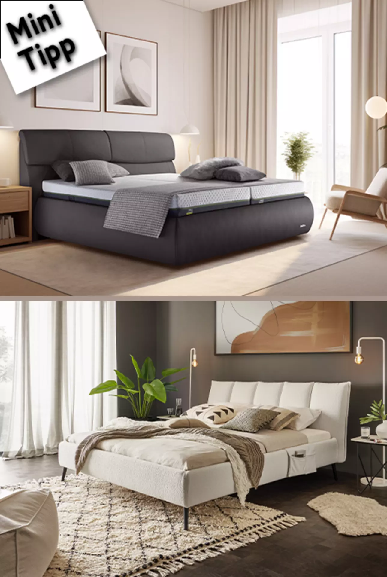 Polsterbett vs. Boxspringbett Minitipp: Welches Bett passt zu dir ?