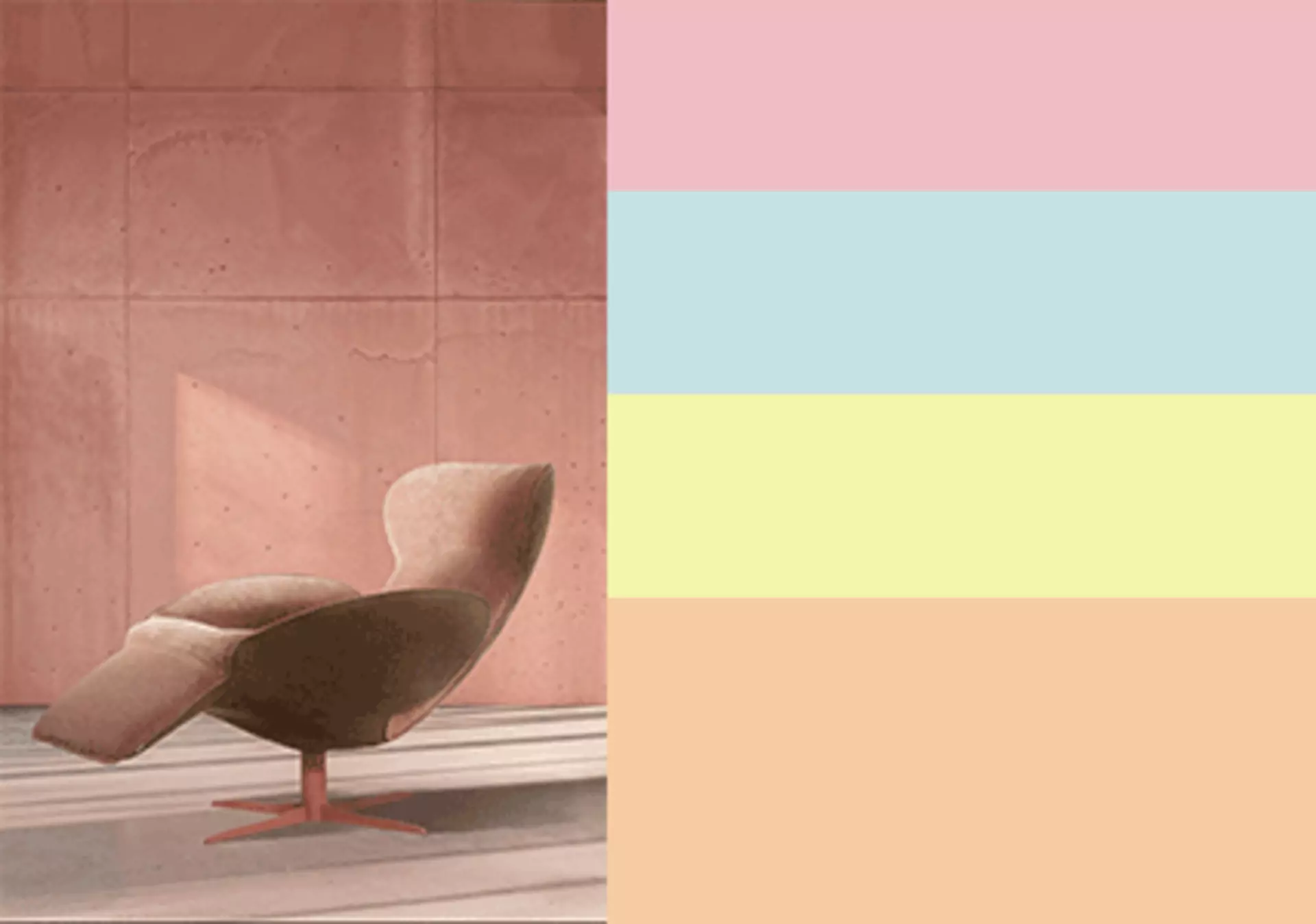 erschiedene Pastellfarben wie Rosé, Hellblau und sanftes Gelb.