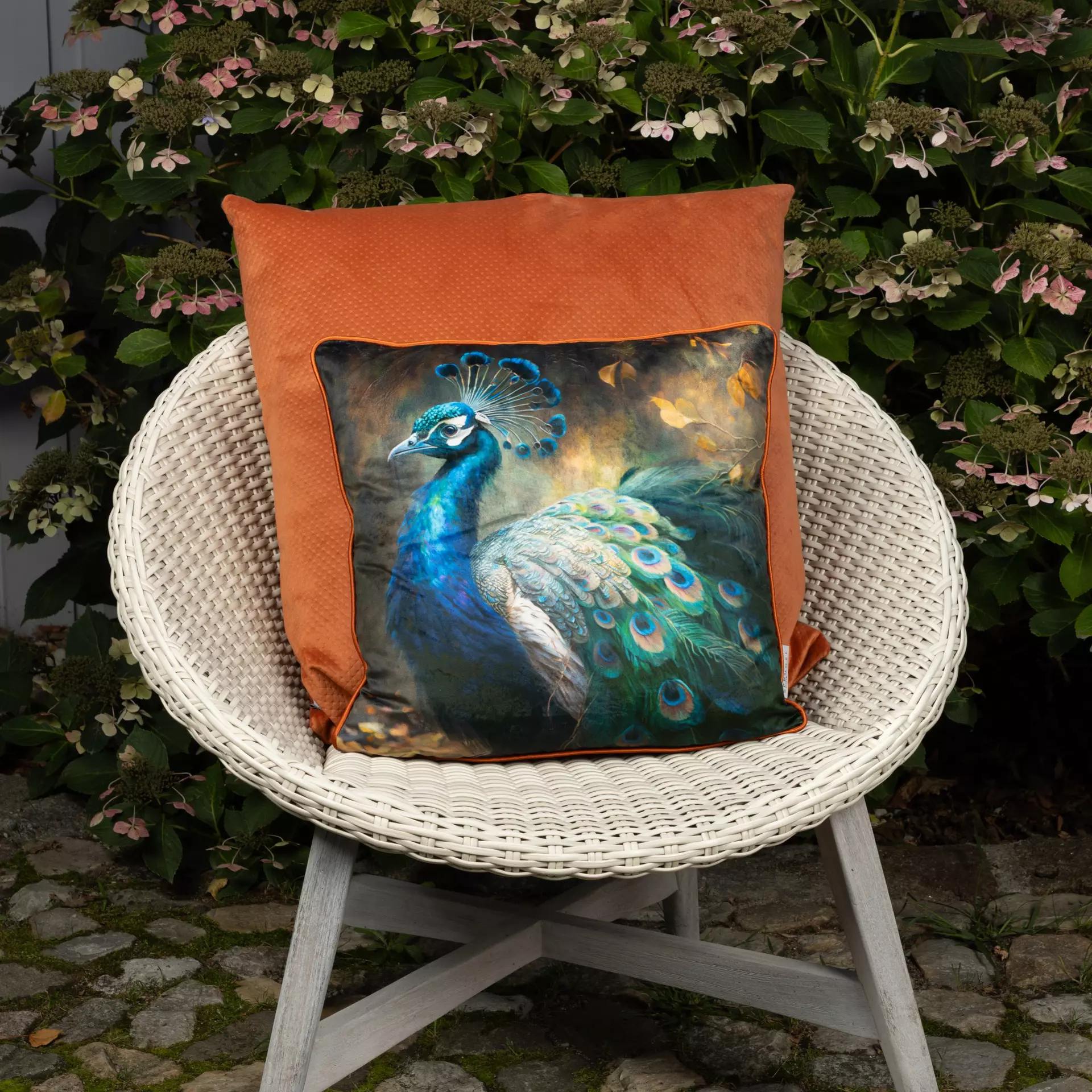 Kissenhülle Akane Peacock Velvet Sprügel Textil 45 x 45 cm